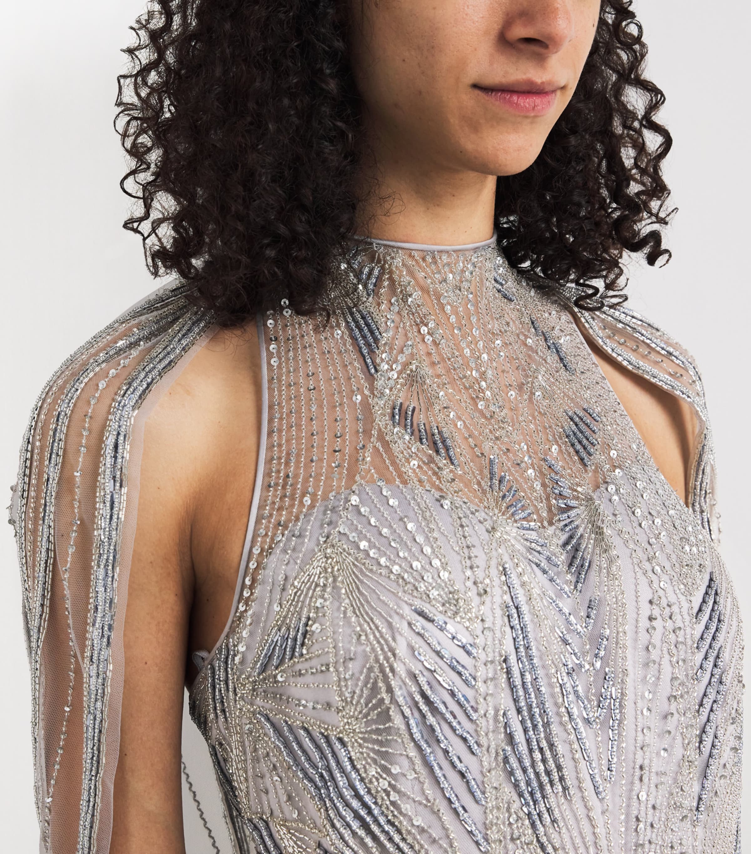 Veil-Detail Aurora Gown SILVER Image 4