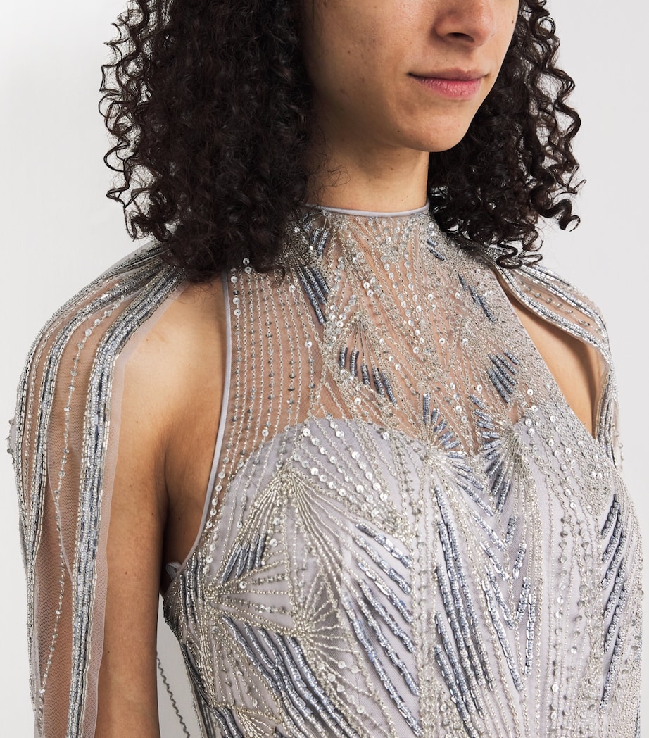 Veil-Detail Aurora Gown SILVER Image 4