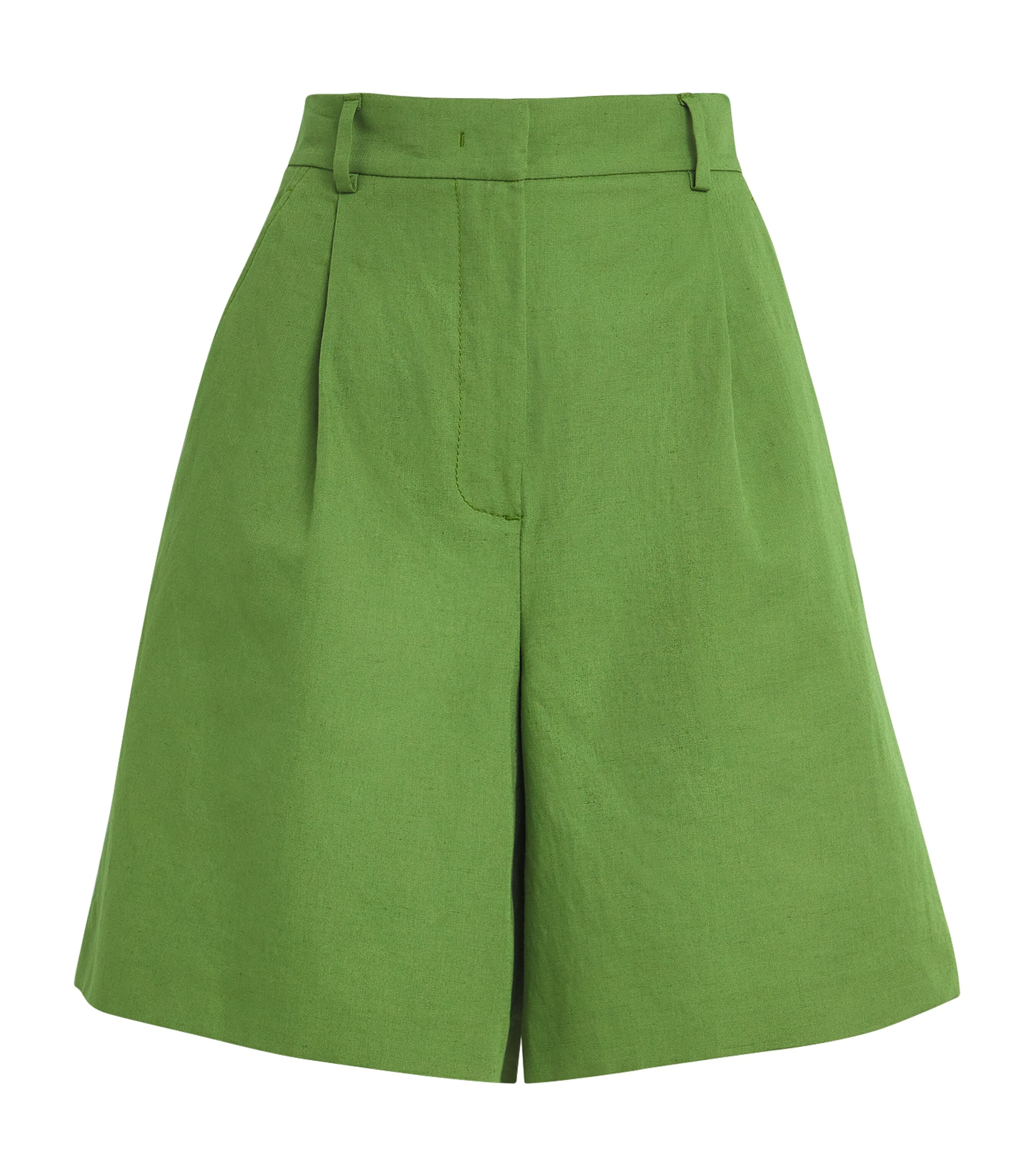 Weekend Max Mara Ecuba Cotton & Linen Canvas Shorts In Green