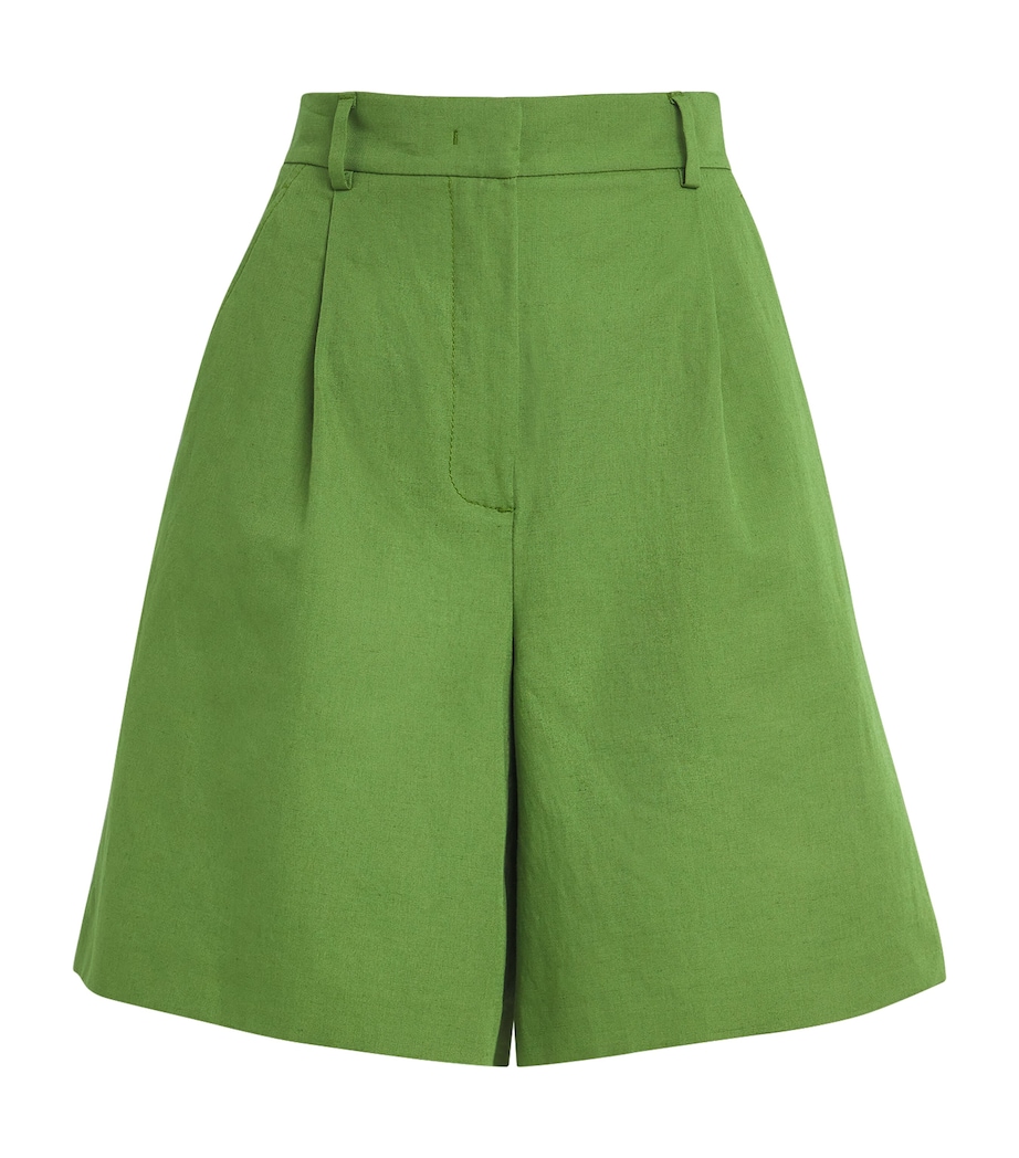 Cotton-Linen Shorts GREEN Image 1