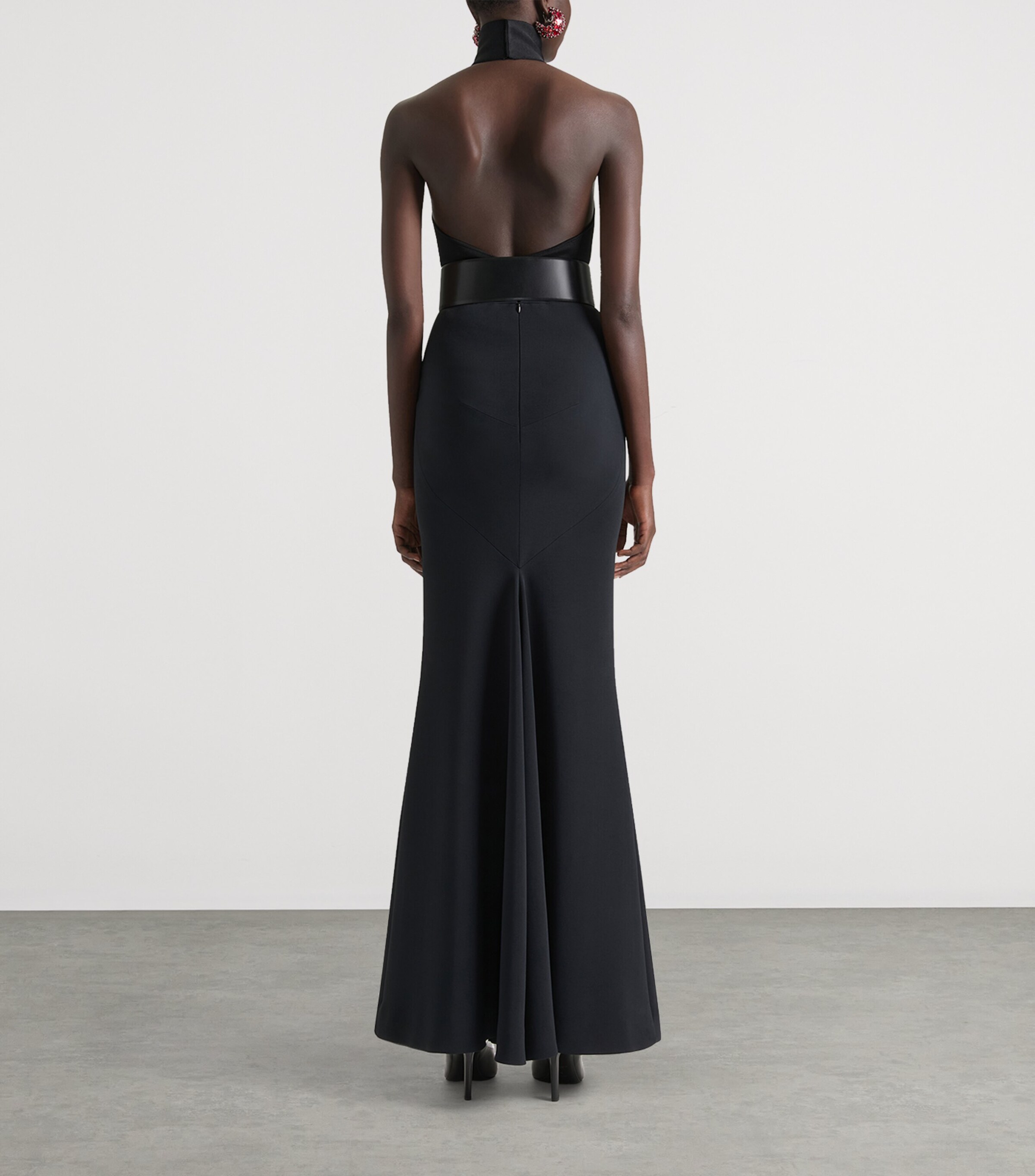 Viscose-Knit Embellished Halter Top BLACK Image 3