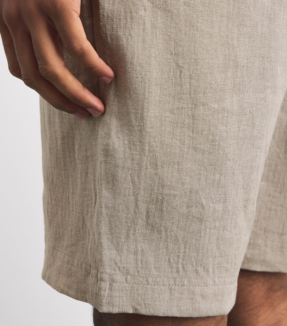 Sunspel Mens Linen Drawstring Shorts Brbd Sand Image 3