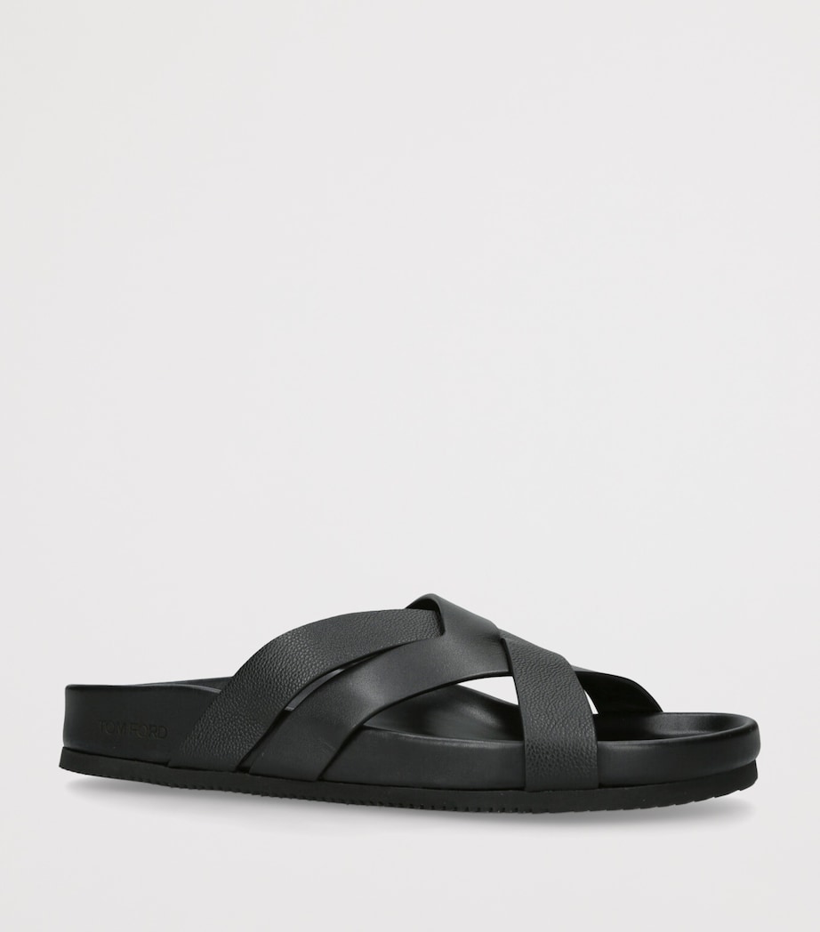 Leather Crossover Sandals BLACK Image 3