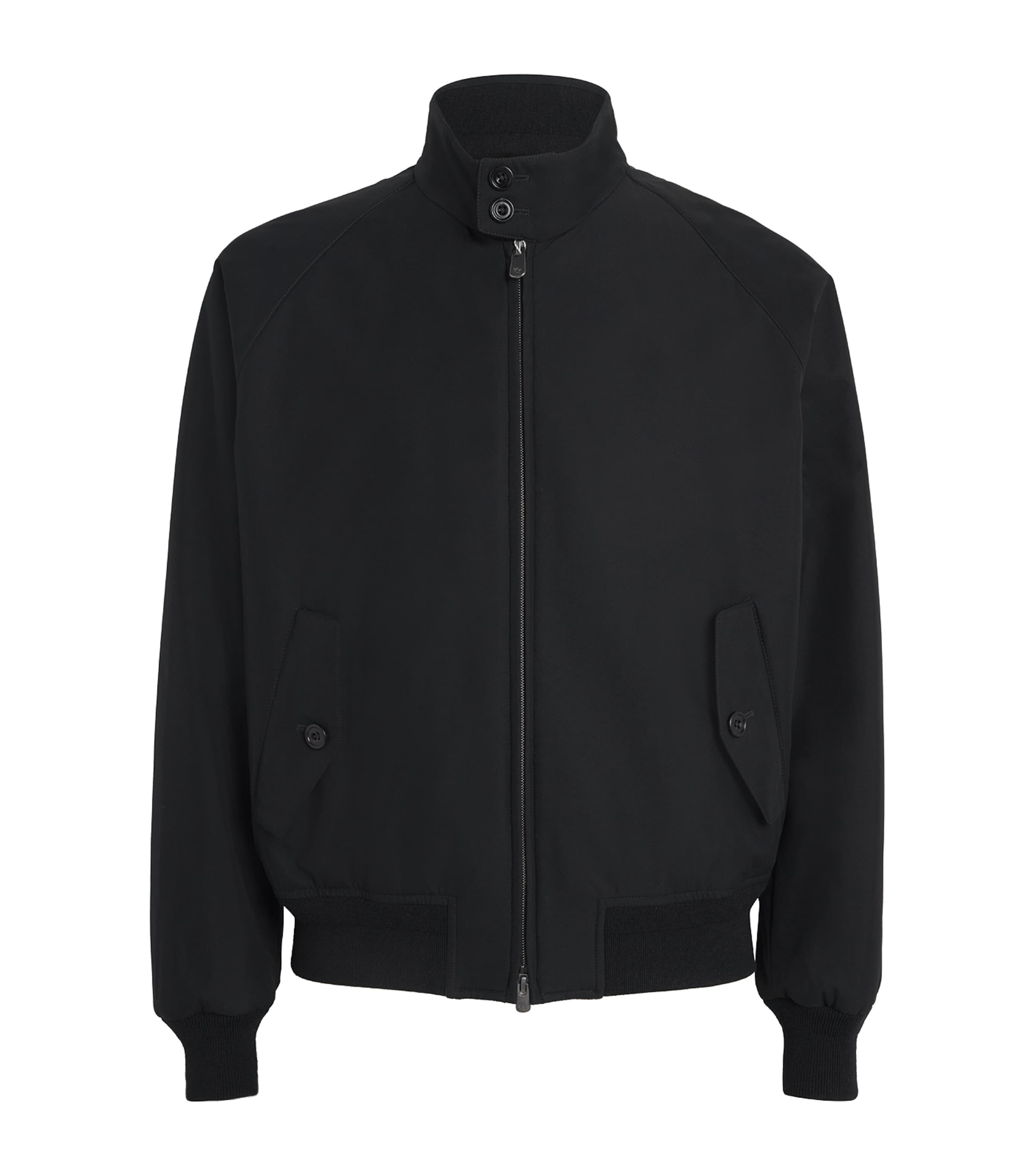Ralph Lauren Purple Label Black Silk Saunders Bomber Jacket
