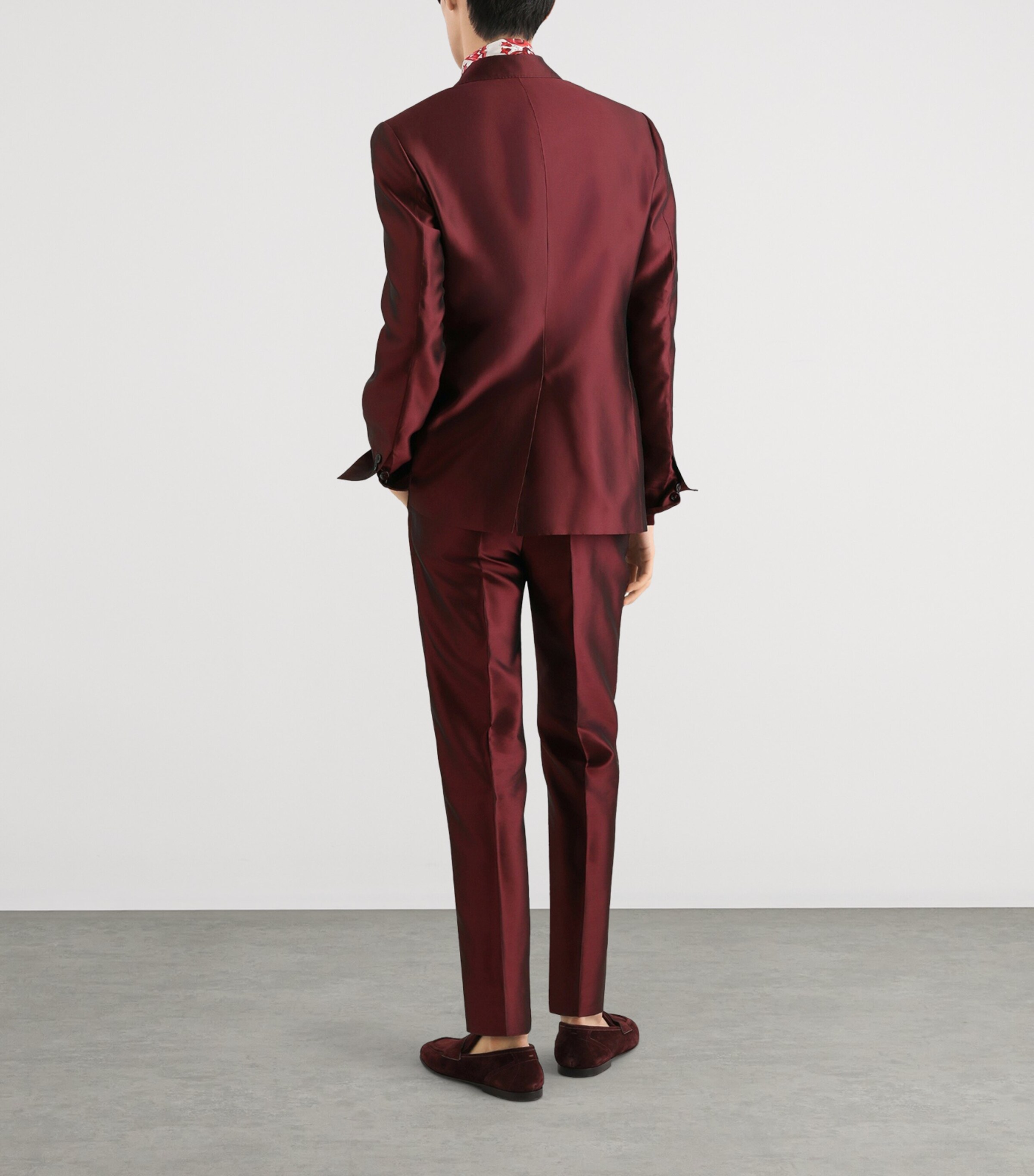 Dolce&Gabbana Mens Satin Double-Breasted Blazer Wine Image 3