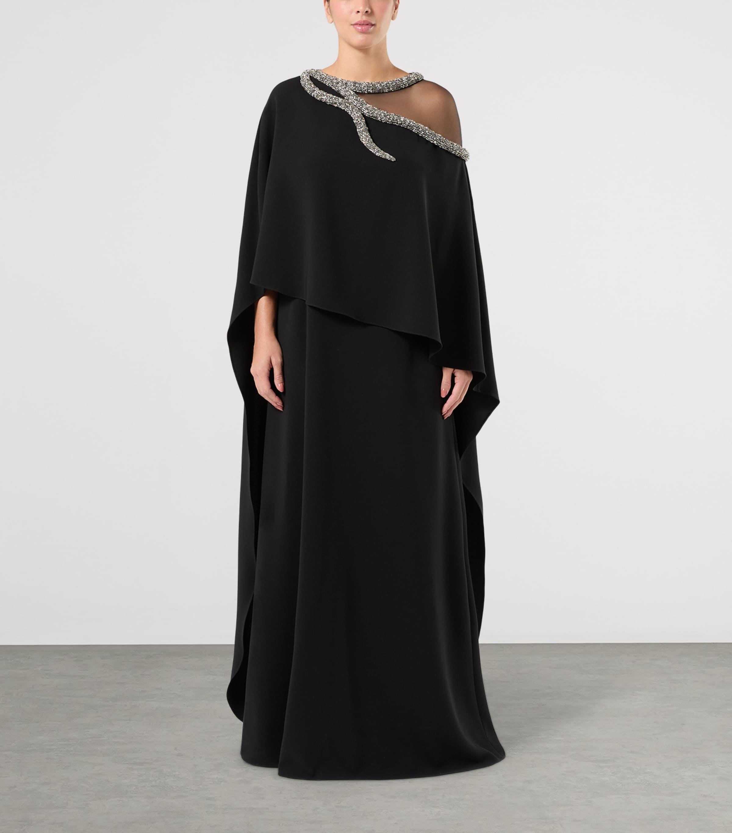 Marina Rinaldi Womens x Tony Ward Embellished-Neck Maxi Dress Black Image 3