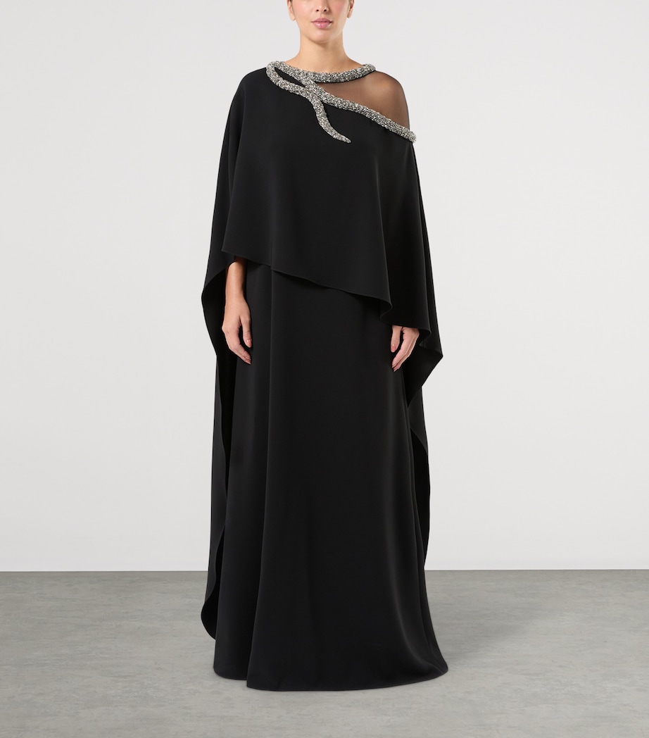 Marina Rinaldi Womens x Tony Ward Embellished-Neck Maxi Dress Black Image 3