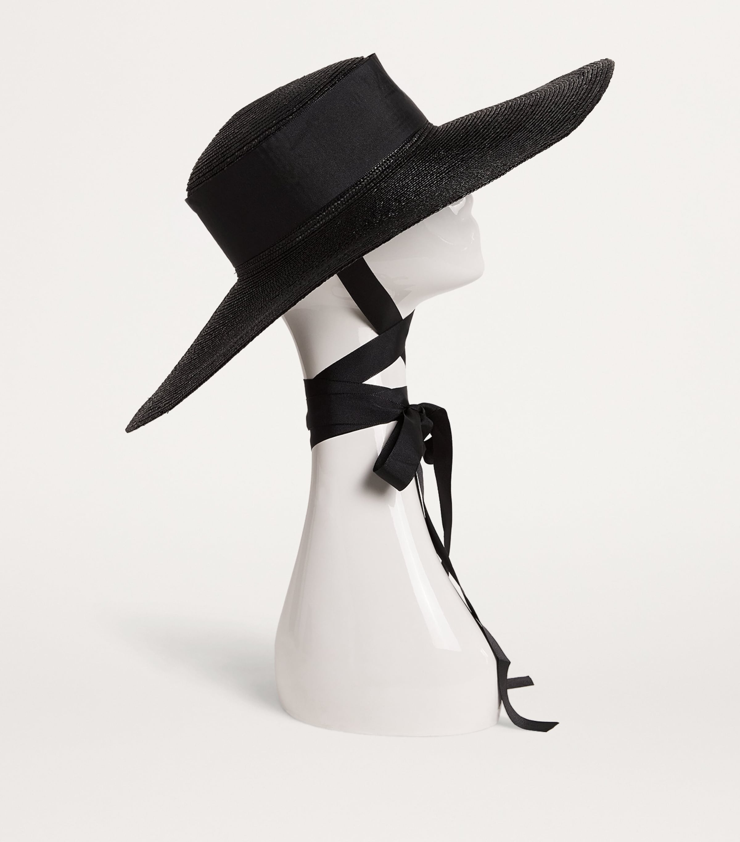 Straw Boater Hat BLACK Image 2