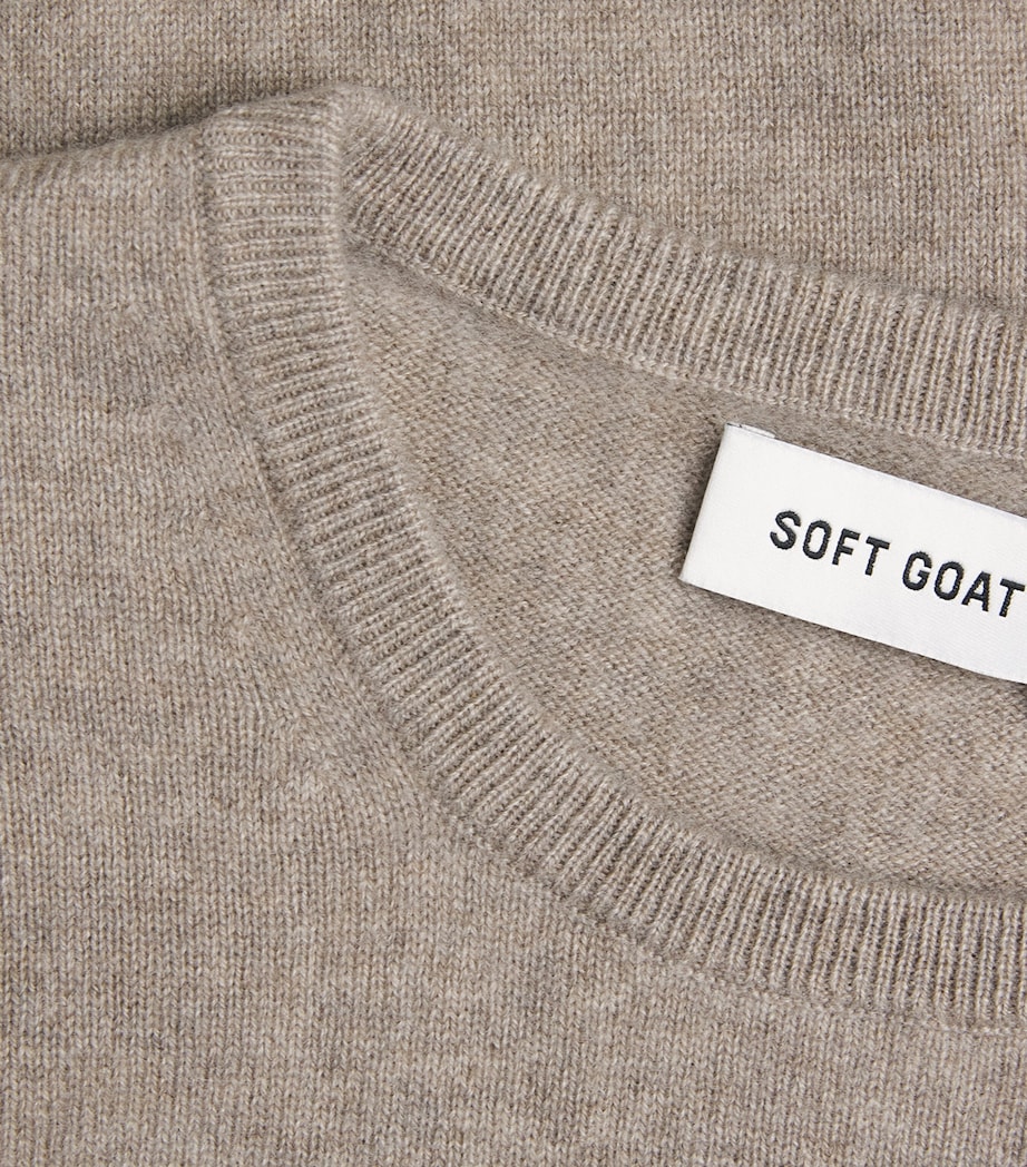 Soft Goat Womens Cashmere Short-Sleeve Sweater Greige Image 6