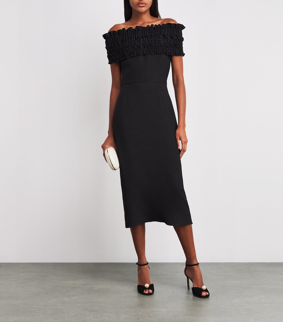 Jacquard Off-The-Shoulder Philomena Midi Dress BLA Image 2