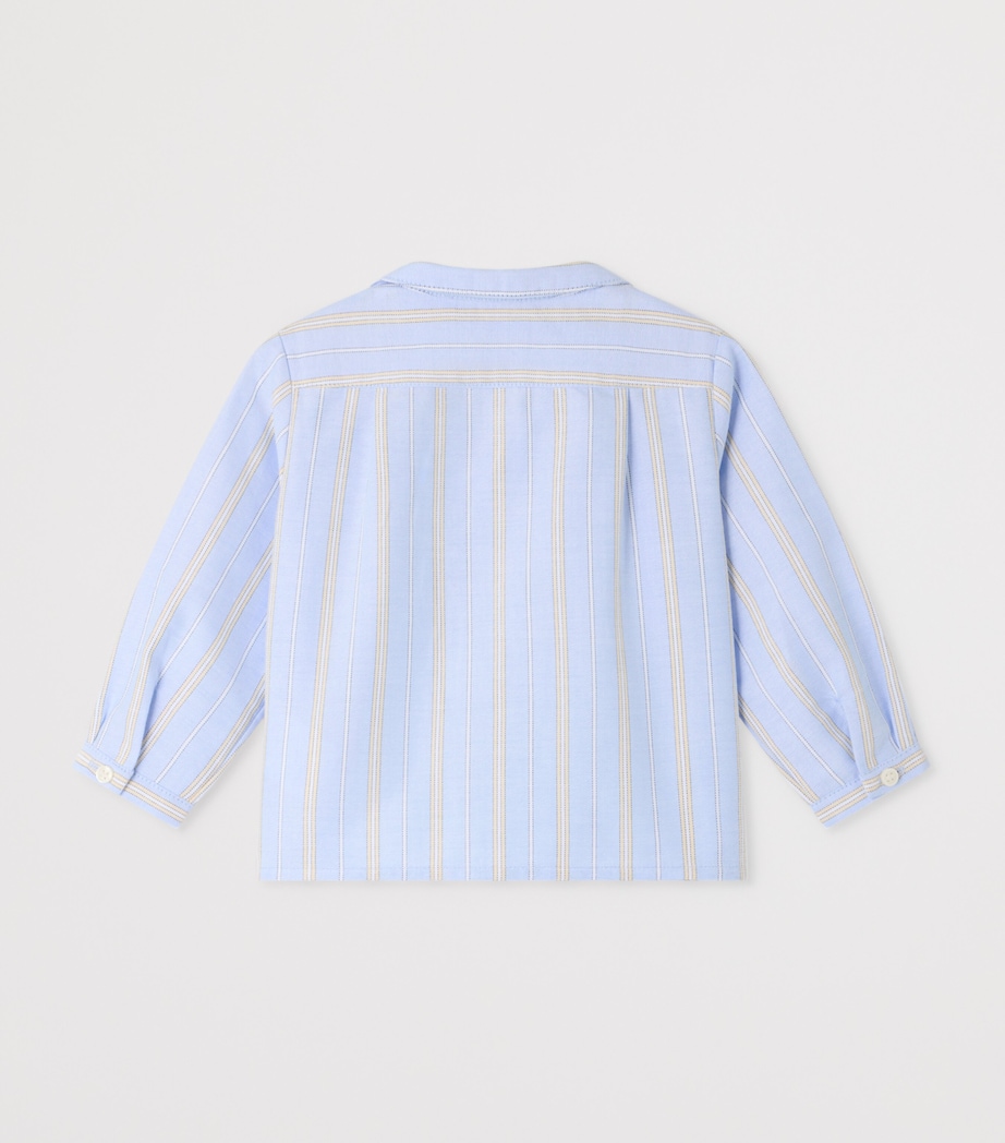 Bonpoint Cotton Poplin Stripe Shirt (6-18 Months) Ra Bleu Image 2