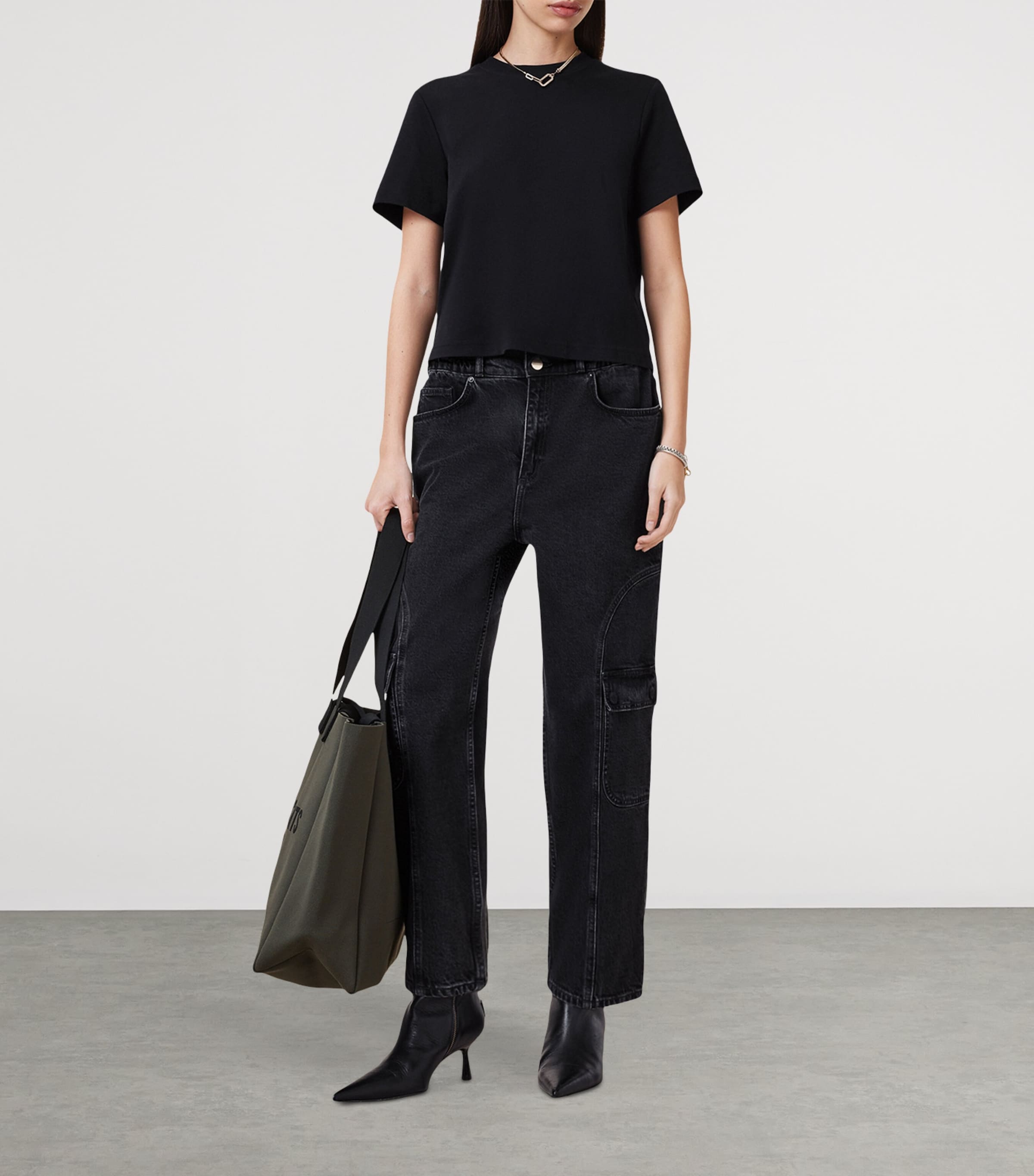 AllSaints Womens Organic Cotton Lisa T-Shirt Black Image 4