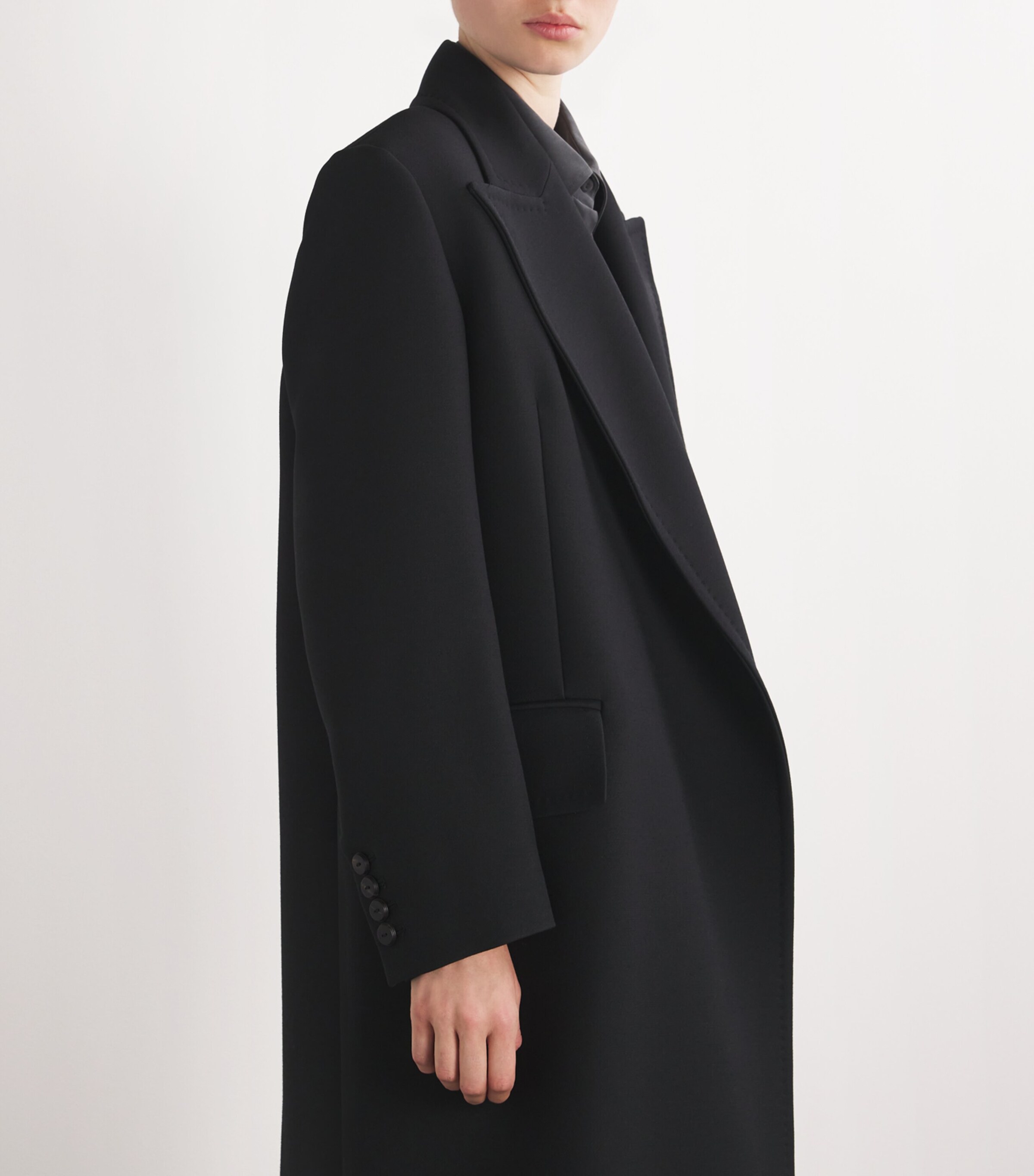 Wool-Silk Tailored Coat BLACK Image 6