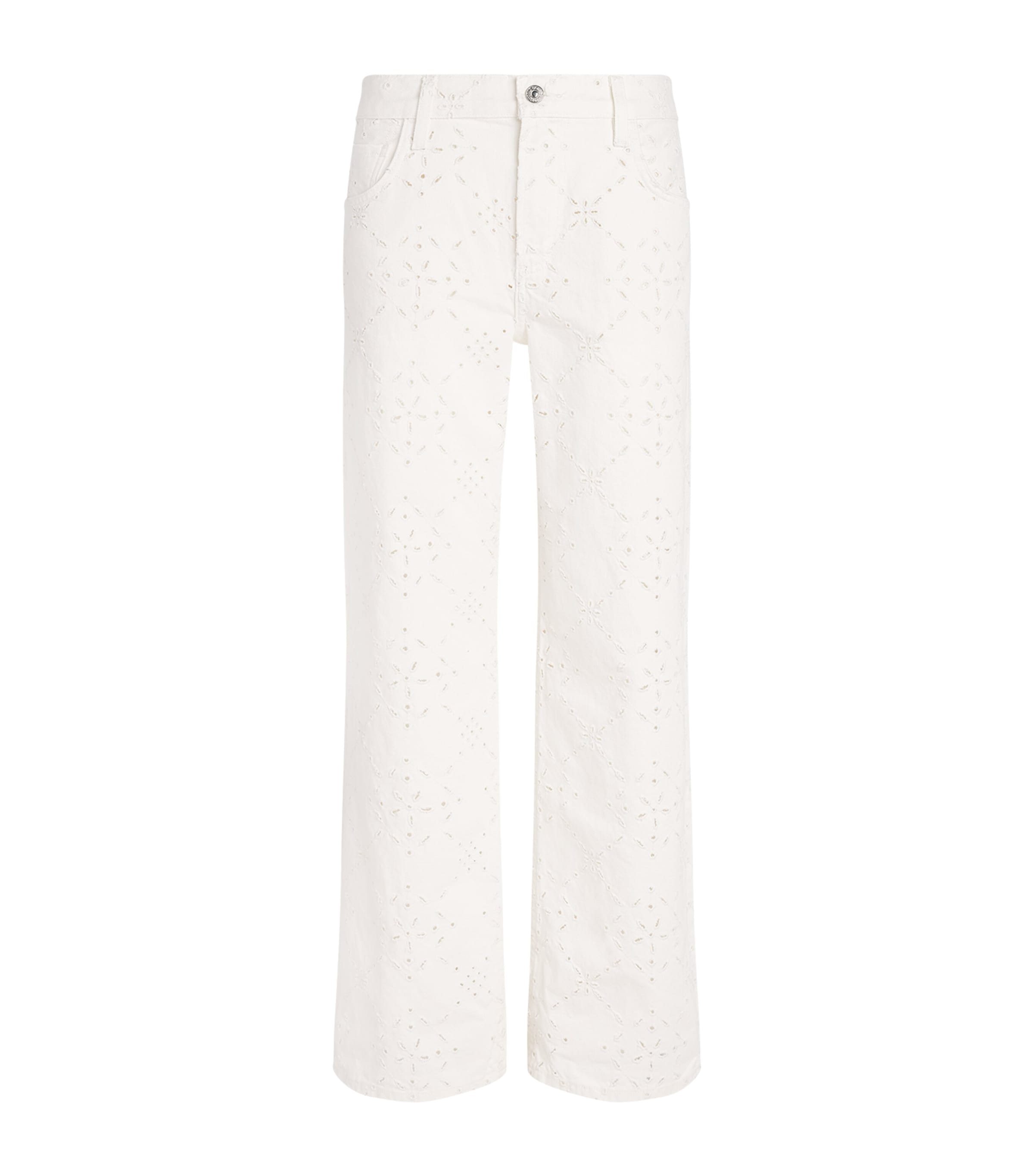 Citizens of Humanity Womens Eyelet Lindz Easy Straight Jeans Blanc Soft White Image 1