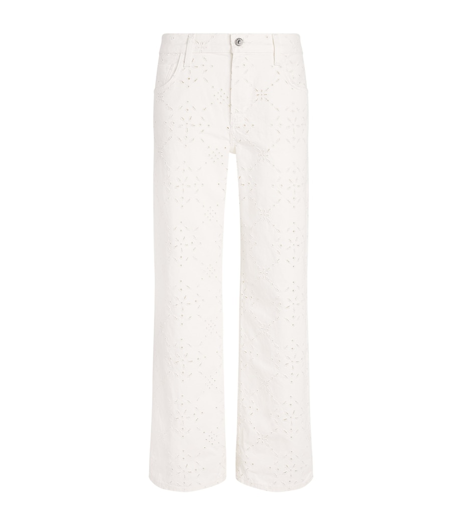 Citizens of Humanity Womens Eyelet Lindz Easy Straight Jeans Blanc Soft White Image 1
