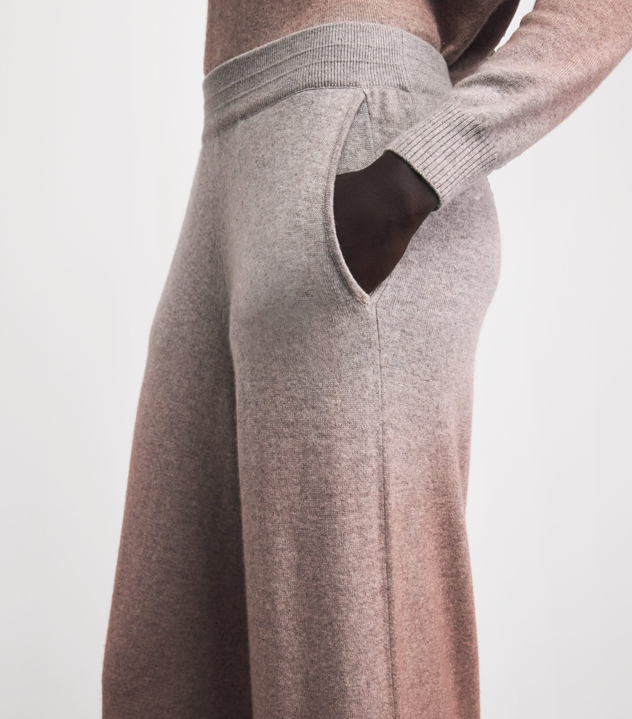 Colombo Womens Cashmere Wide-Leg Trousers Shaded Brick Image 3