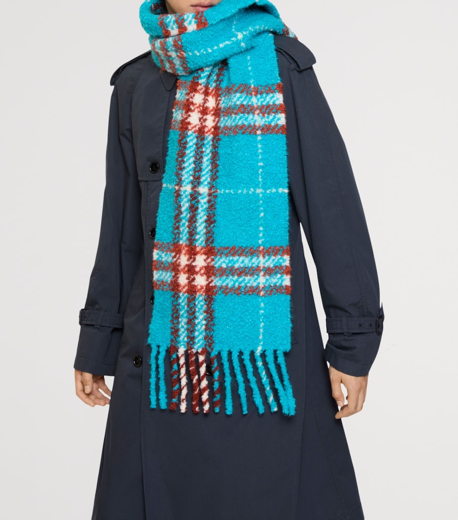 Alpaca-Wool Check Scarf ATOM BLUE Image 4