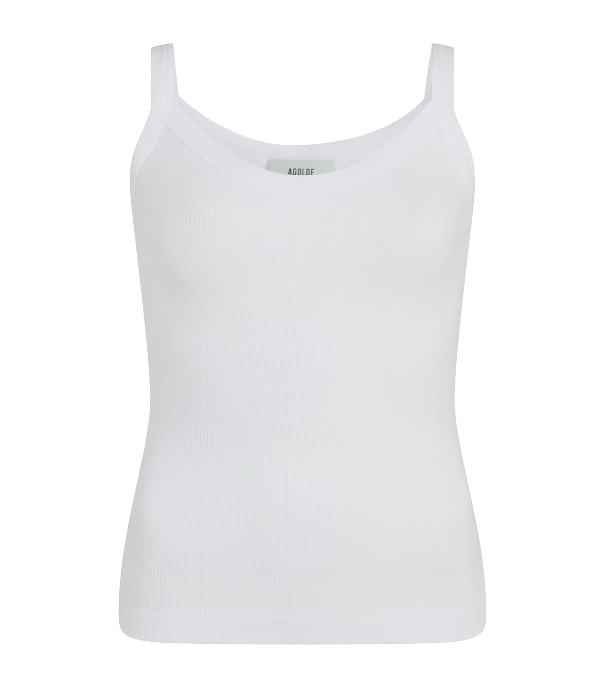 Agolde Organic Cotton-blend Shrunken Poppy Tank Top In White