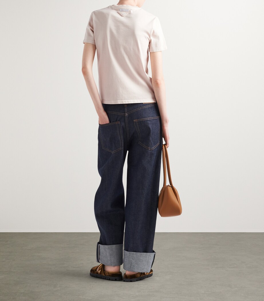 Prada Womens Fabric Logo T-Shirt Image 4