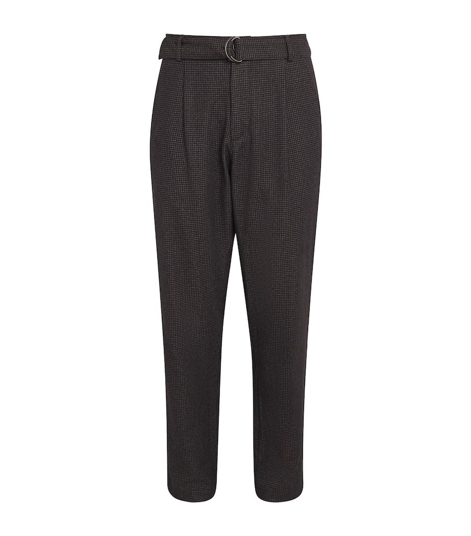 Wool-Blend Belted Puppytooth Trousers BROWN Image 1