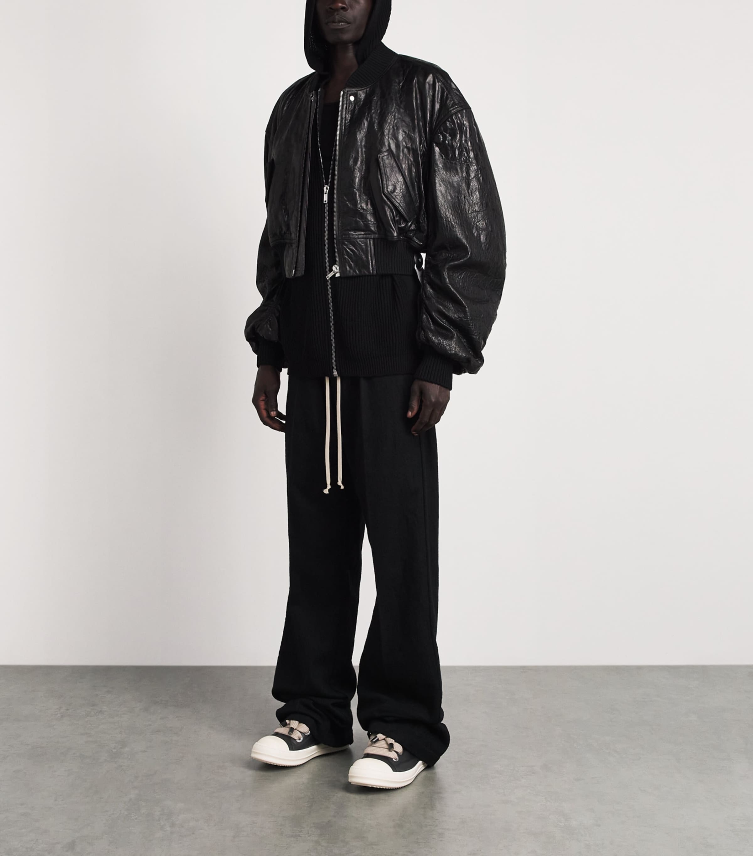 Rick Owens Leather Jumbolace Sneakers Black/milk Image 4
