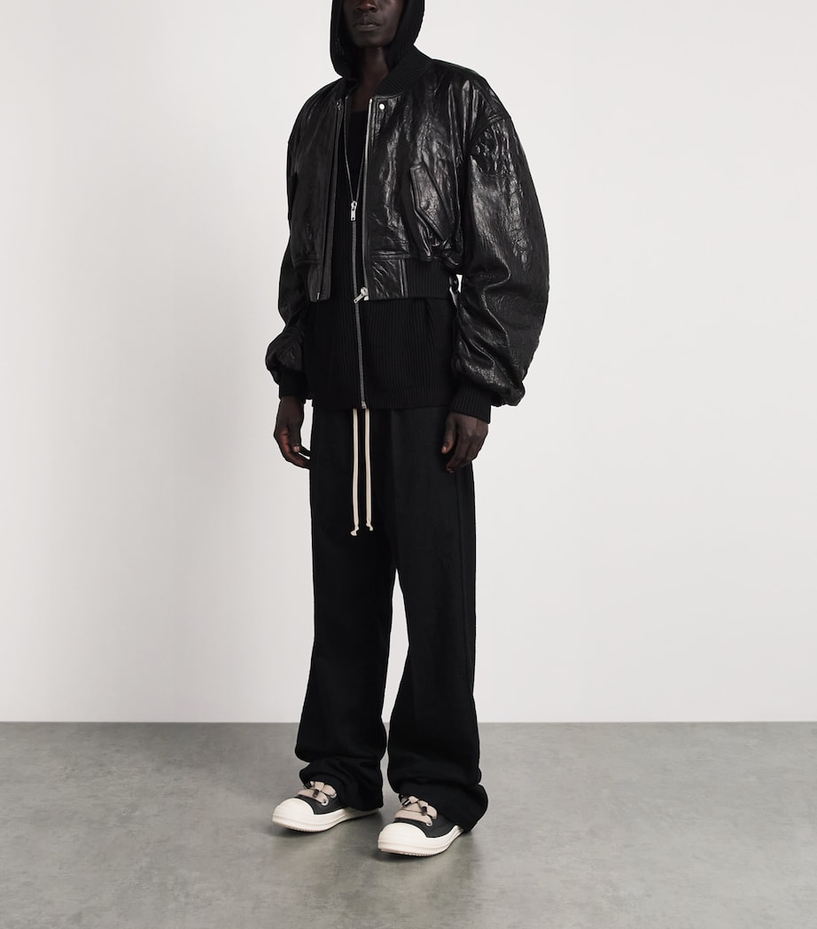 Rick Owens Leather Jumbolace Sneakers Black/milk Image 4