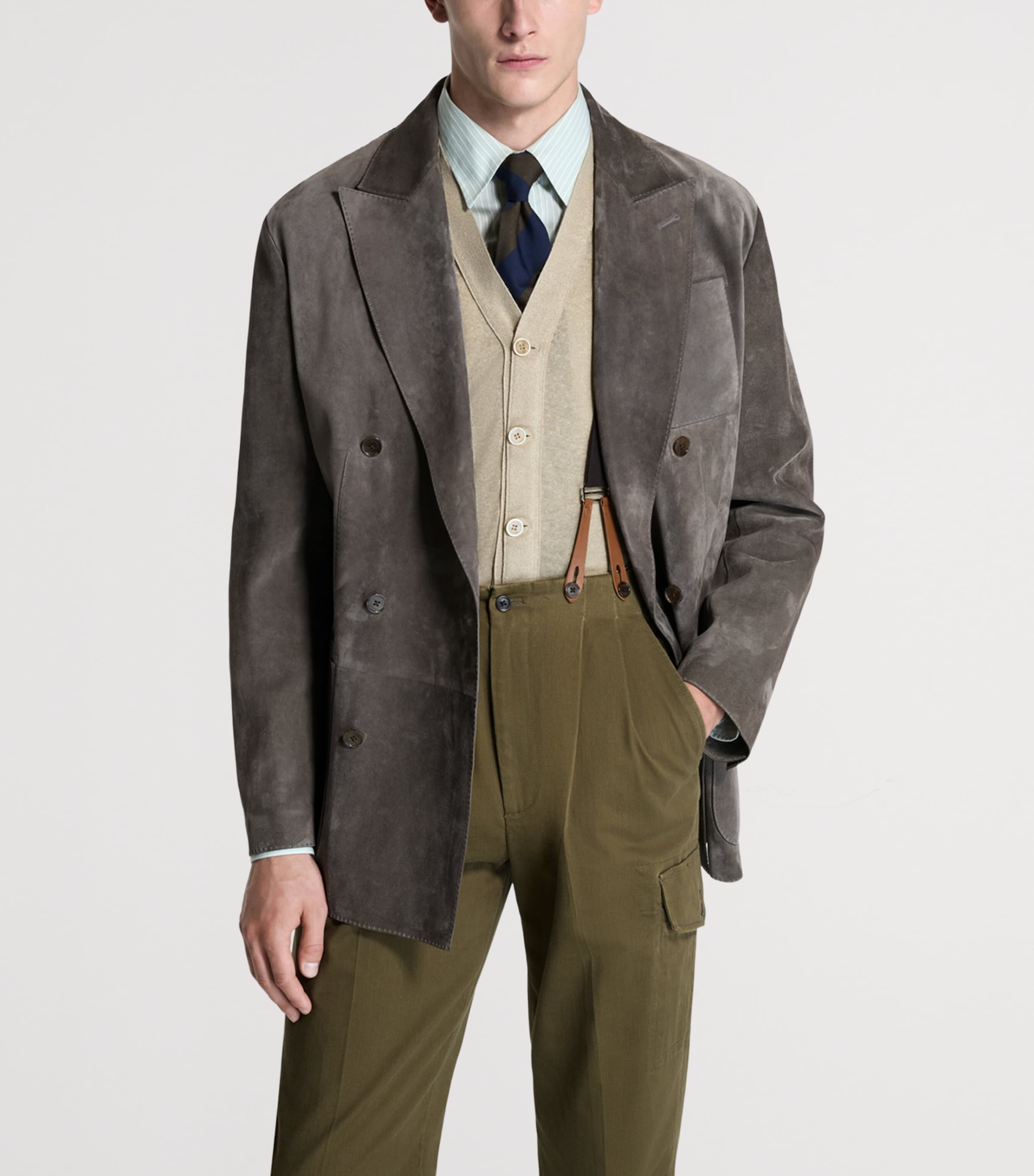 Dunhill Mens Leather Double-Breasted Jacket Image 4