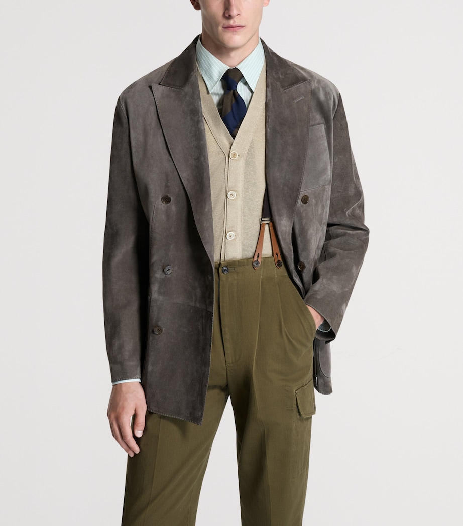 Dunhill Mens Leather Double-Breasted Jacket Image 4