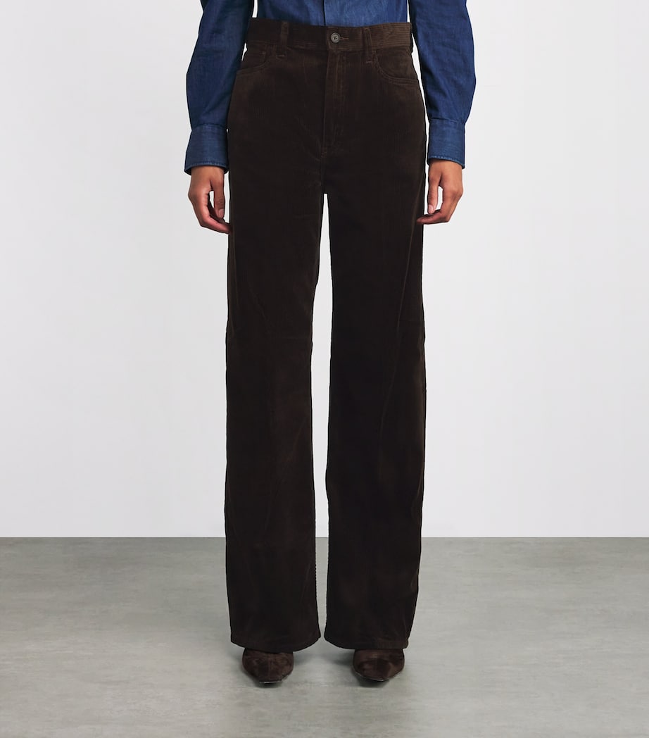 Cotton Corduroy Wide-Leg Trousers DARK BEECH Image 3