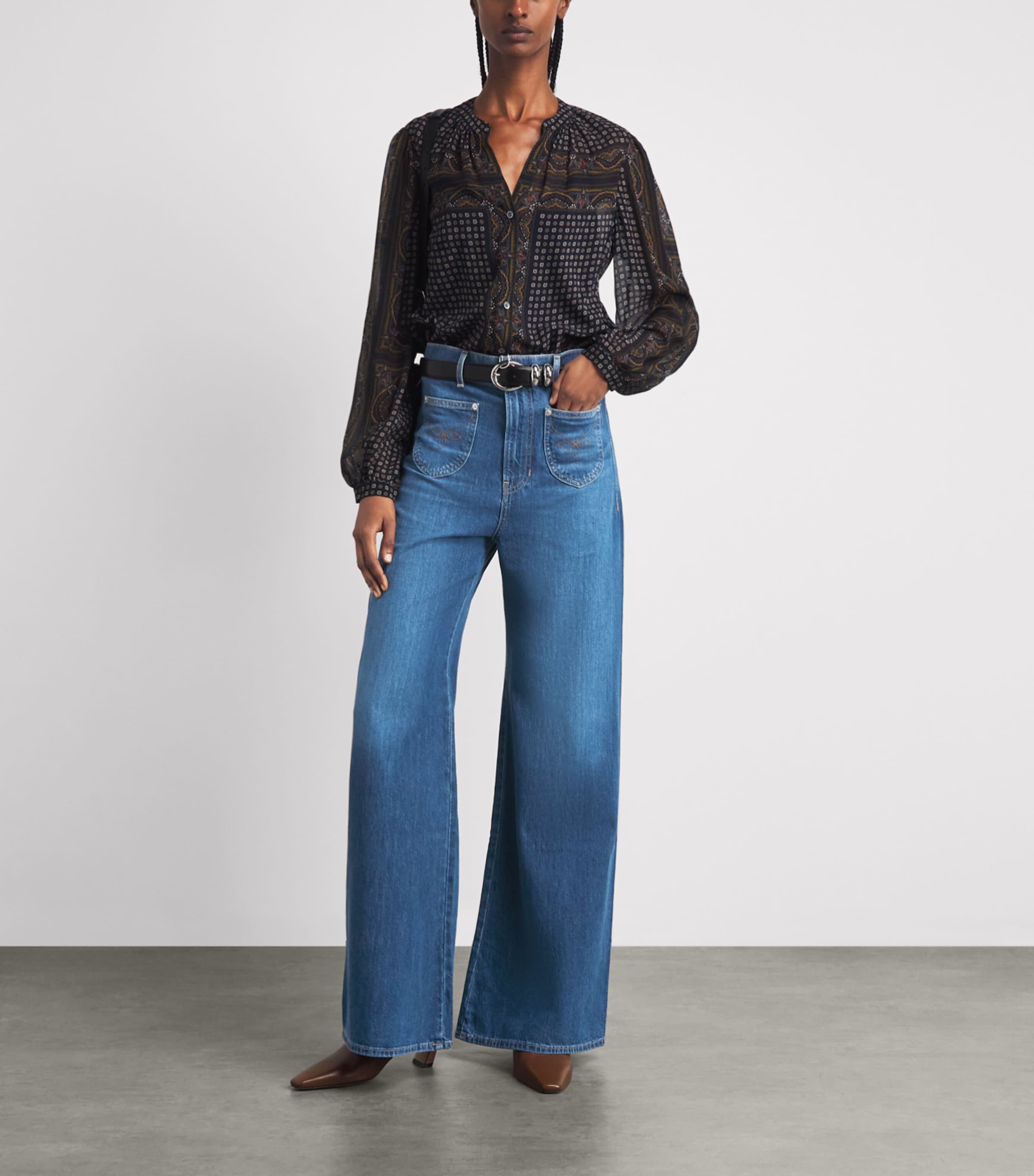 Veronica Beard Womens Western Grant Wide-Leg Jeans Wn_dr Wanderer Image 2