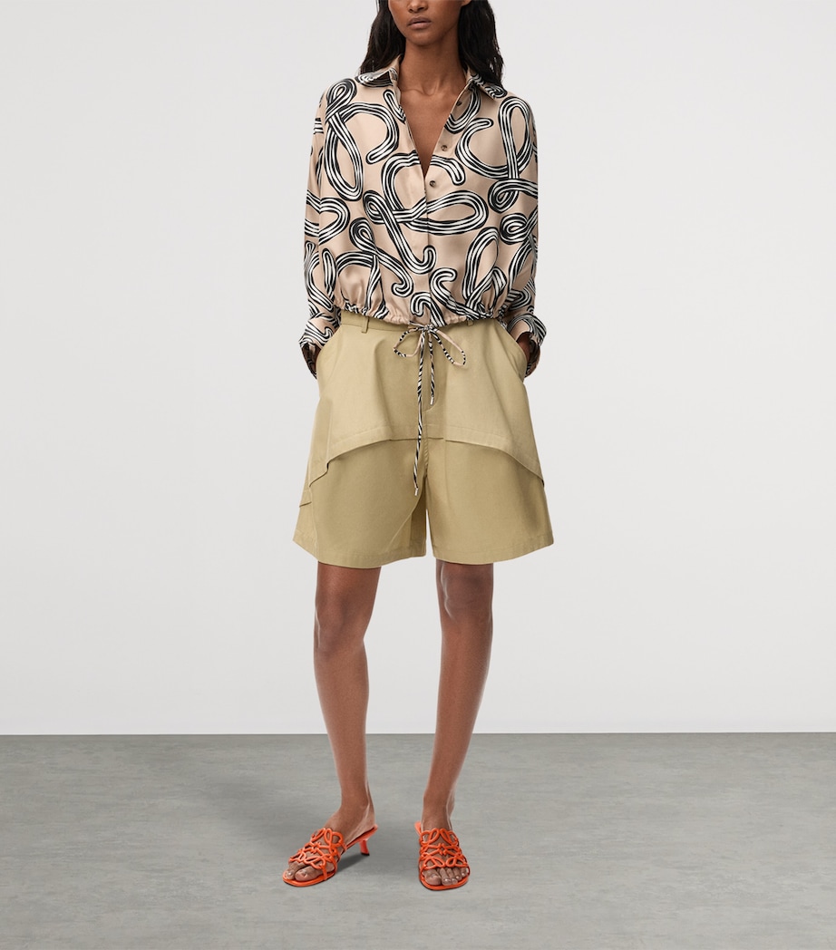 LOEWE Womens x Paula’s Ibiza Silk Twill Blouse Beige/black Image 2