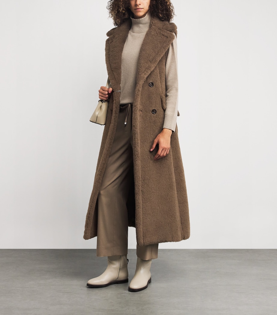 Alpaca-Wool-Silk Sleeveless Coat BROWN Image 2
