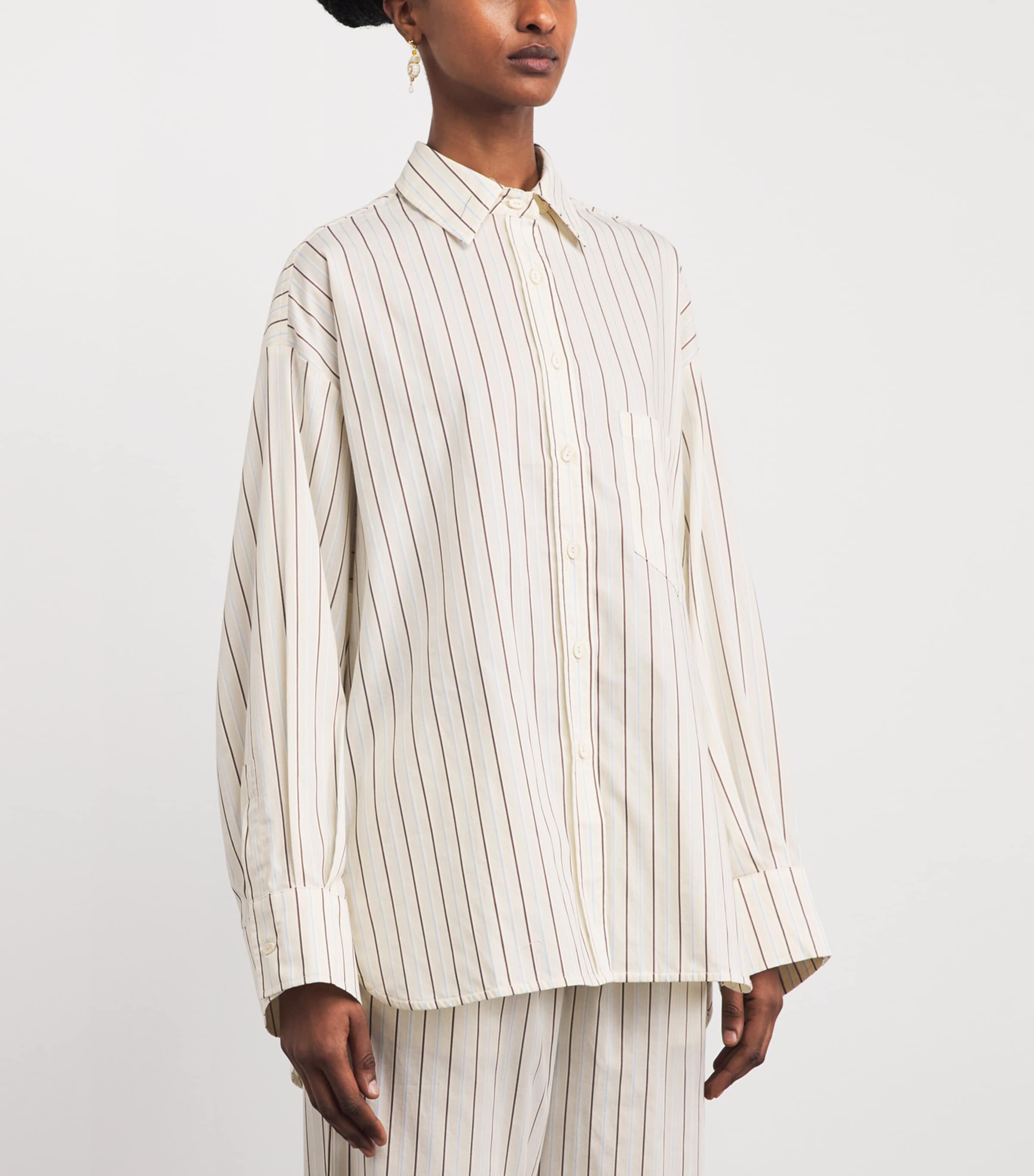 Faithfull the Brand Womens Cotton Poplin Stripe Angelo Shirt Fiori Stripe Lemon Image 4
