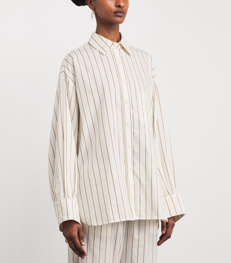 Faithfull the Brand Womens Cotton Poplin Stripe Angelo Shirt Fiori Stripe Lemon Image 4