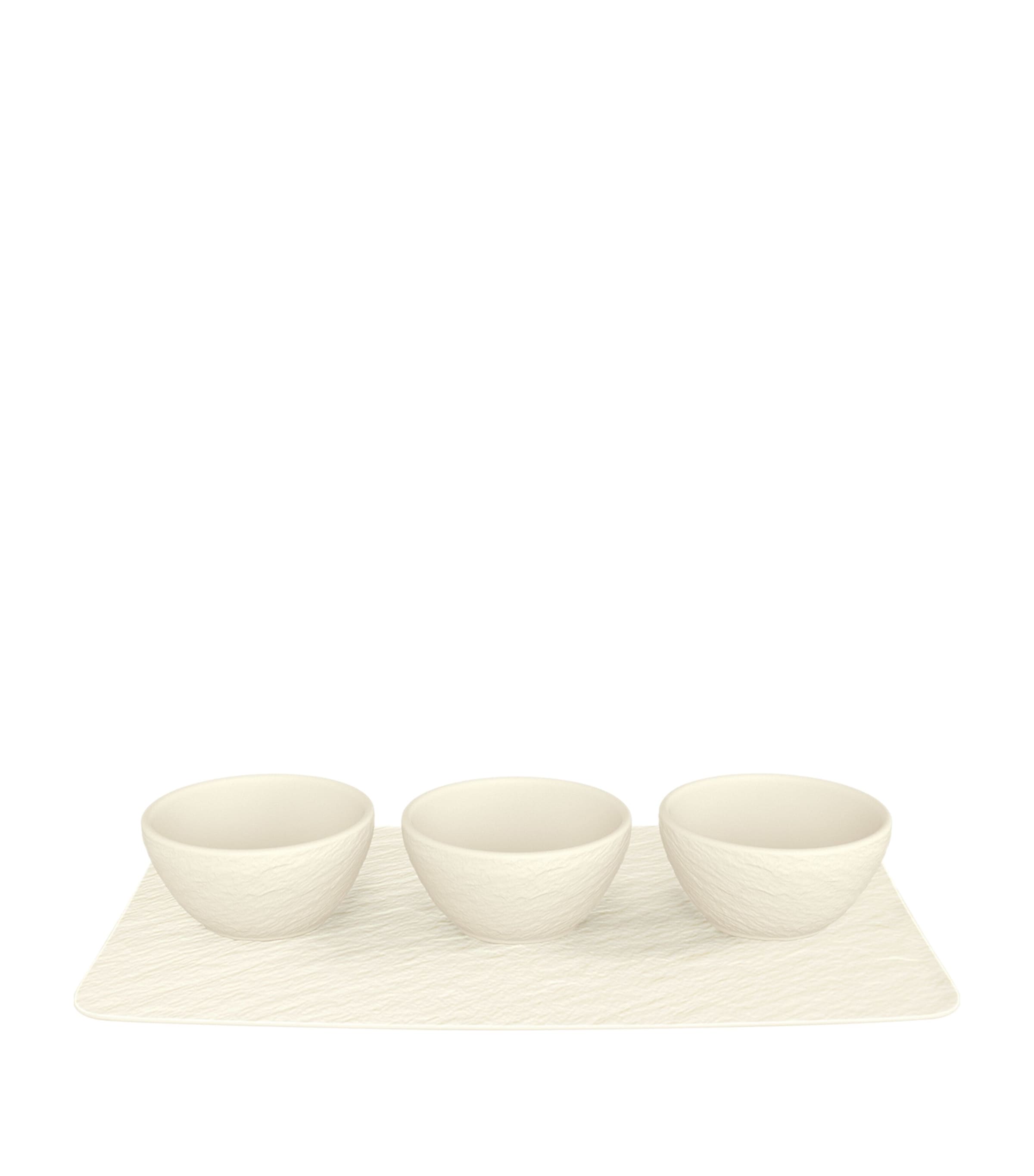 Villeroy & Boch Manufacture Rock Dip Bowl & Tray 4 Piece Set In White