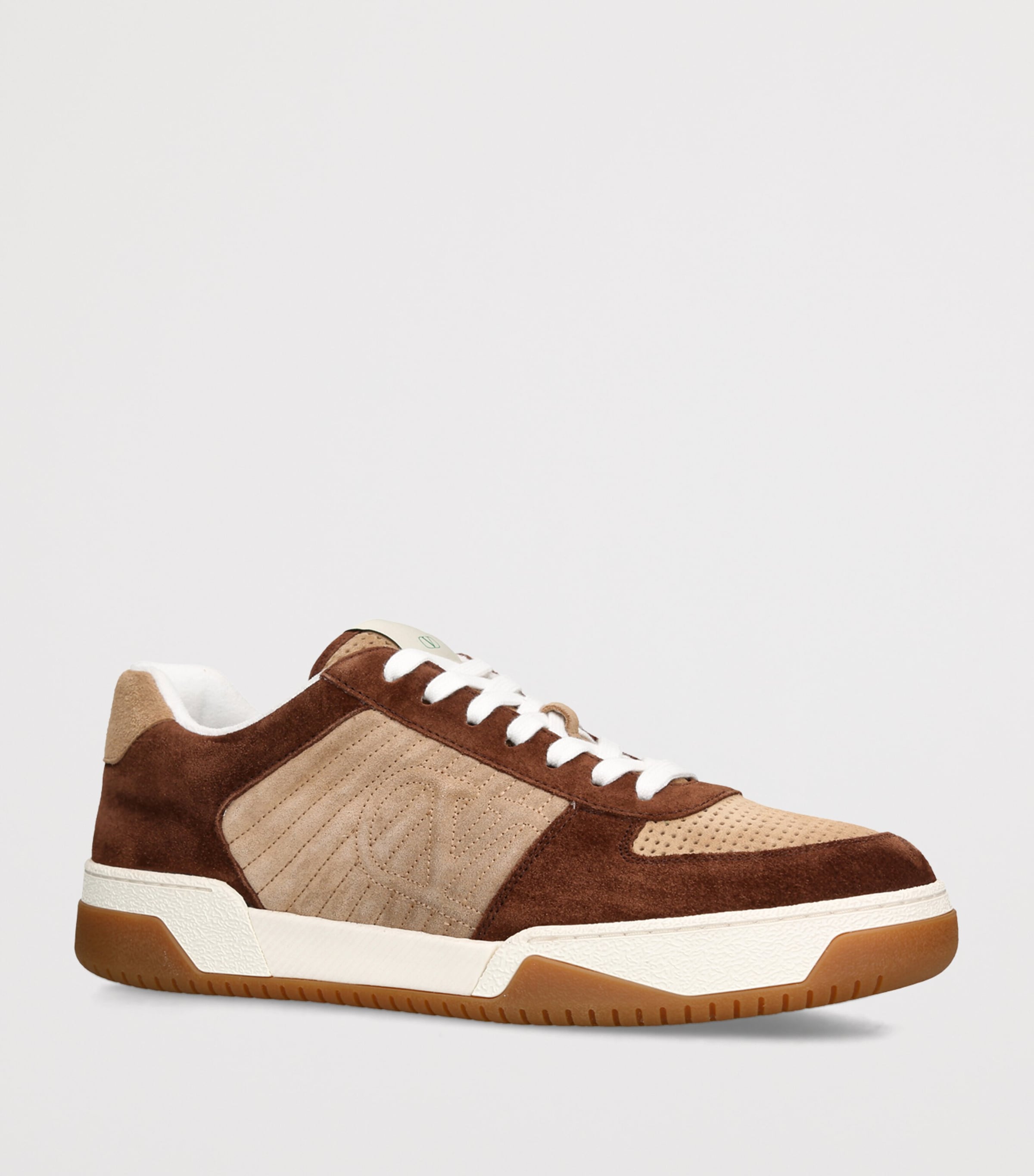 Valentino Garavani Leather-Suede Sparry Sneakers Mid Brown Image 2