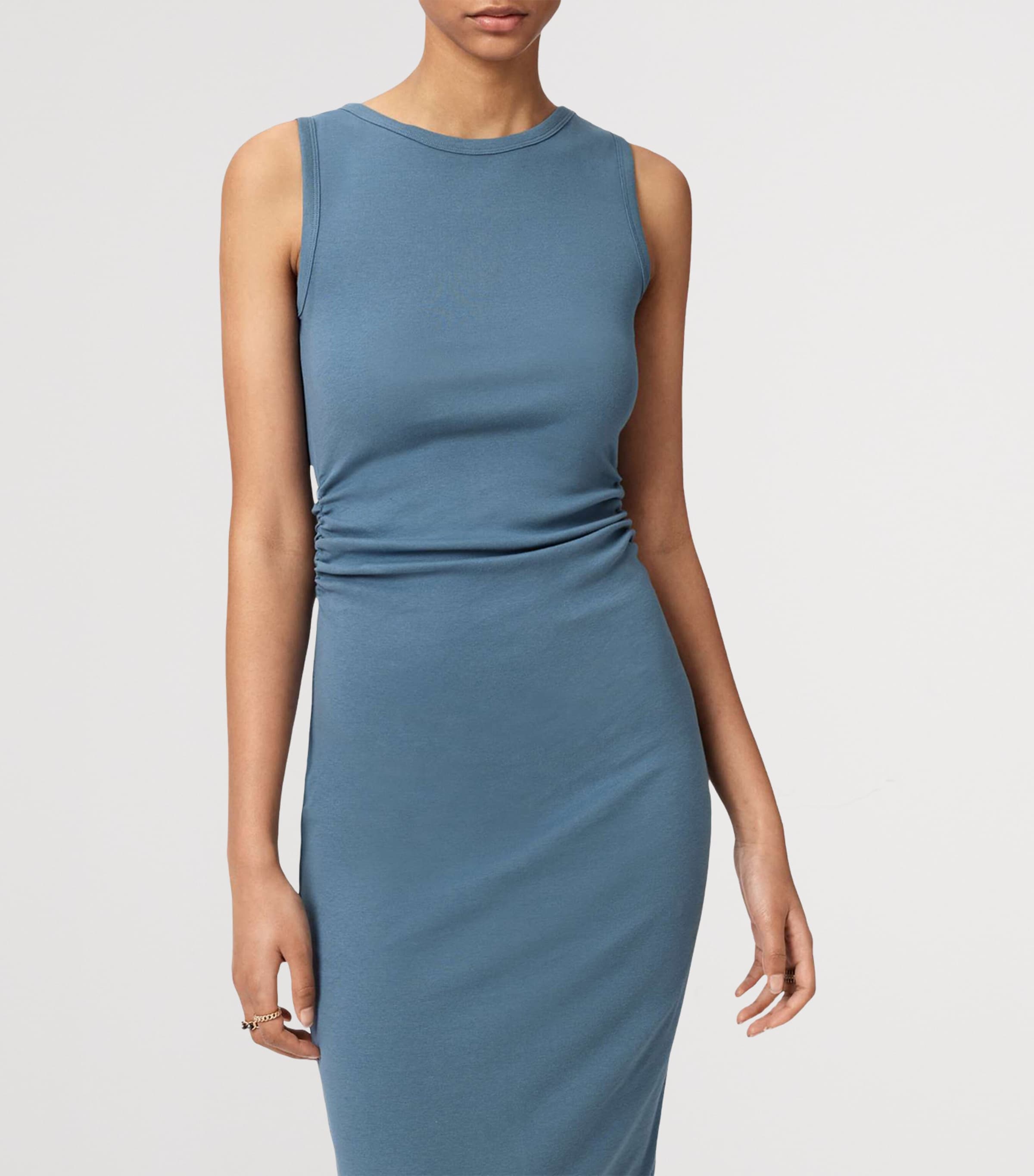 AllSaints Womens Organic Cotton-Blend Katarina Maxi Dress Captain Blue Image 6