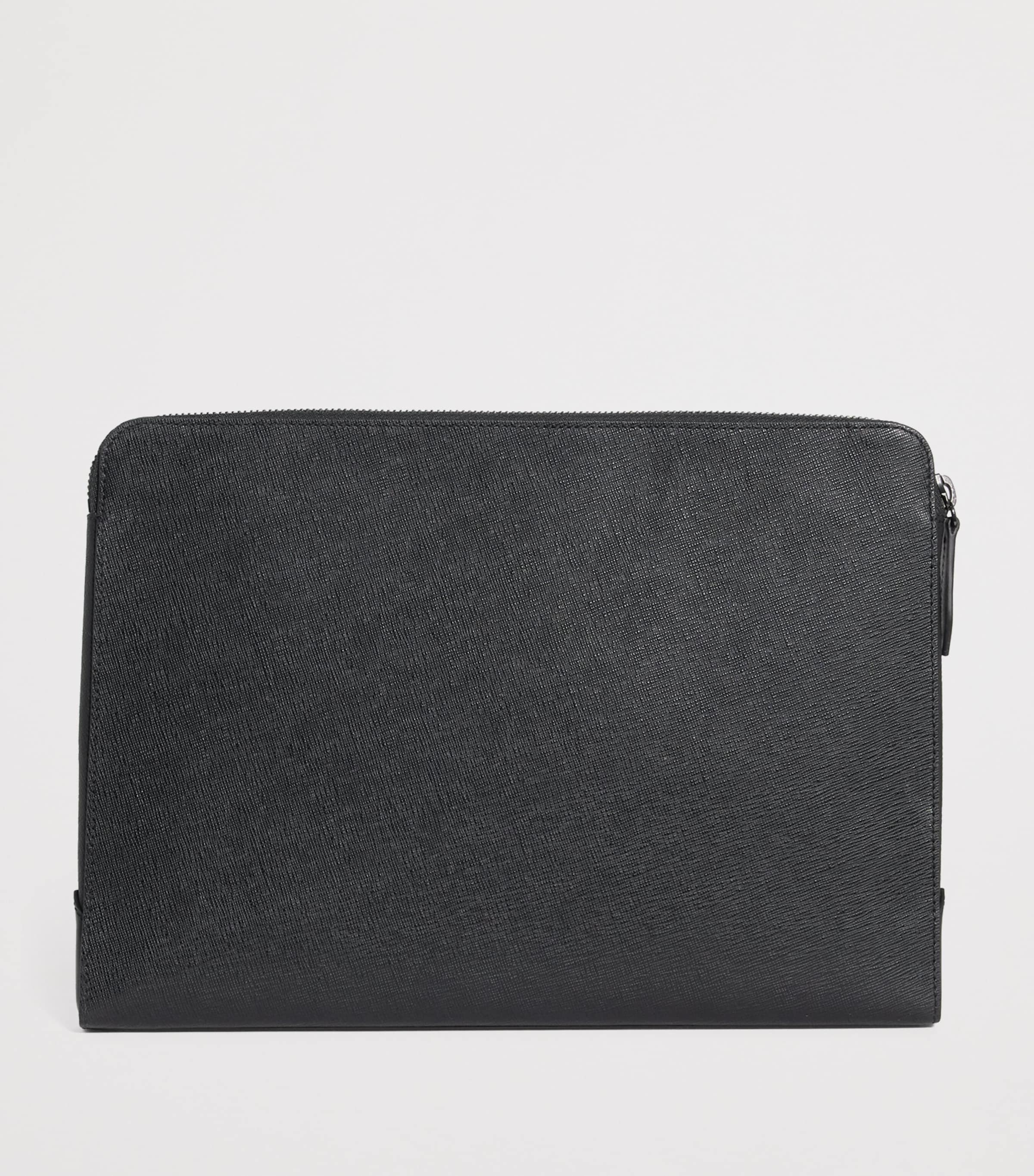 Saffano Leather Laptop Pouch BLACK Image 2