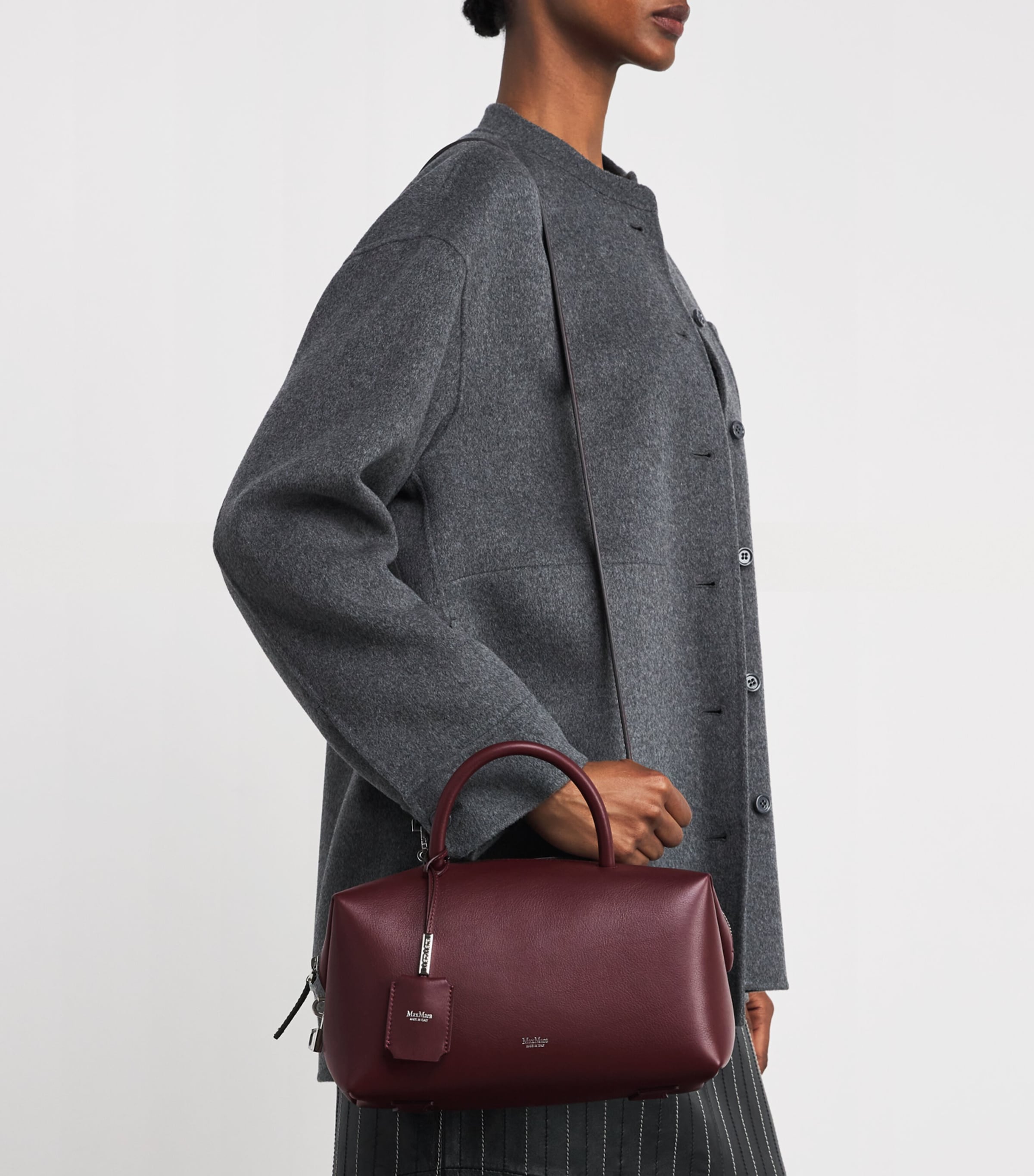 【MAX MARA】 Medium natural leather bowler bag Medium natural leather bowler bag, bordeaux | 