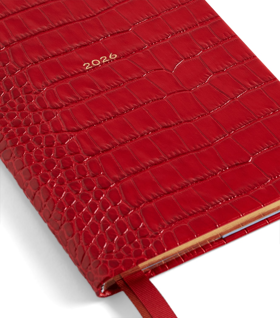 Croc-Embossed Mara Leather A5 Soho Diary 2026 RED Image 5