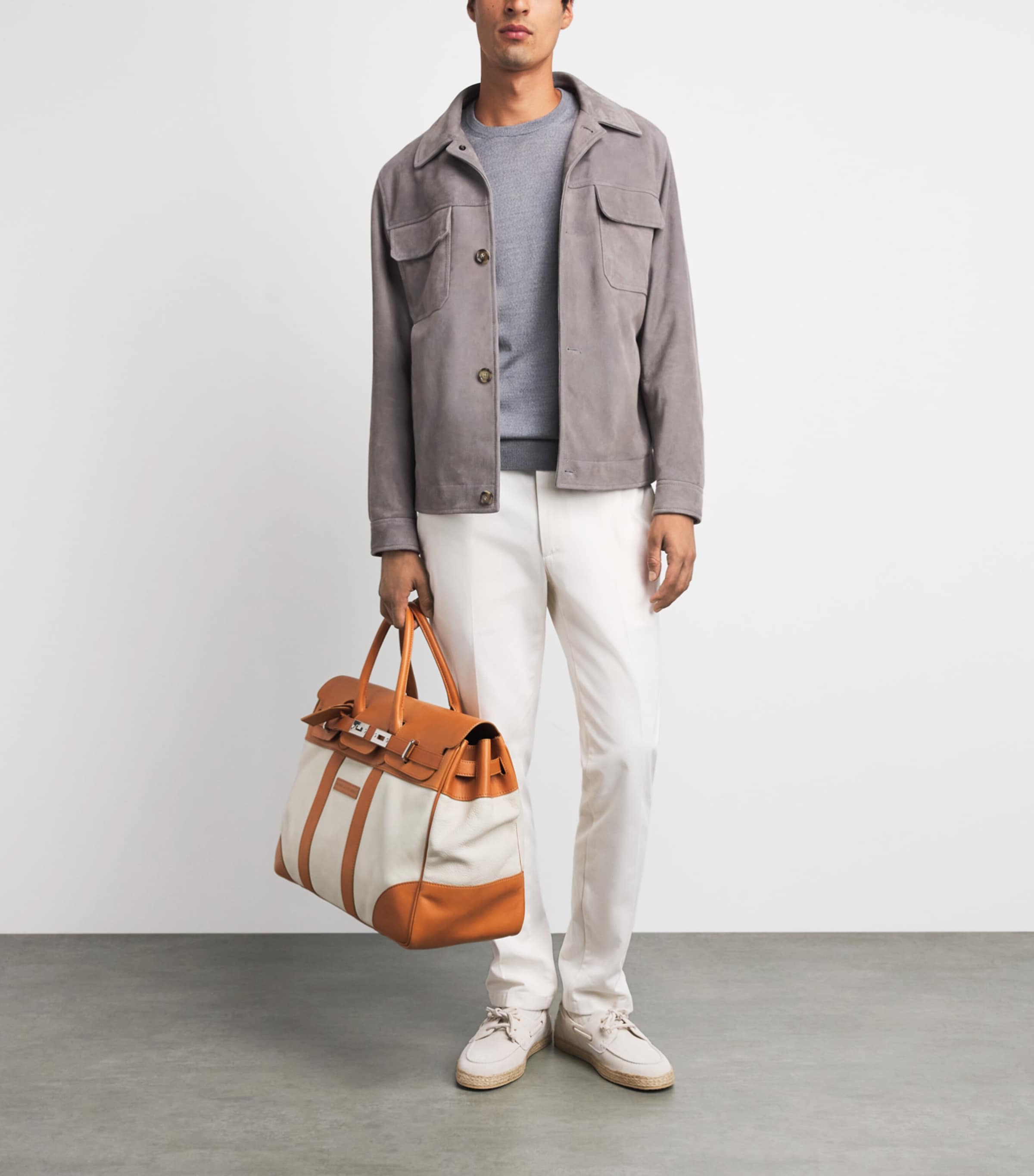 Lardini Mens Sheepskin Suede Jacket Grey Image 2
