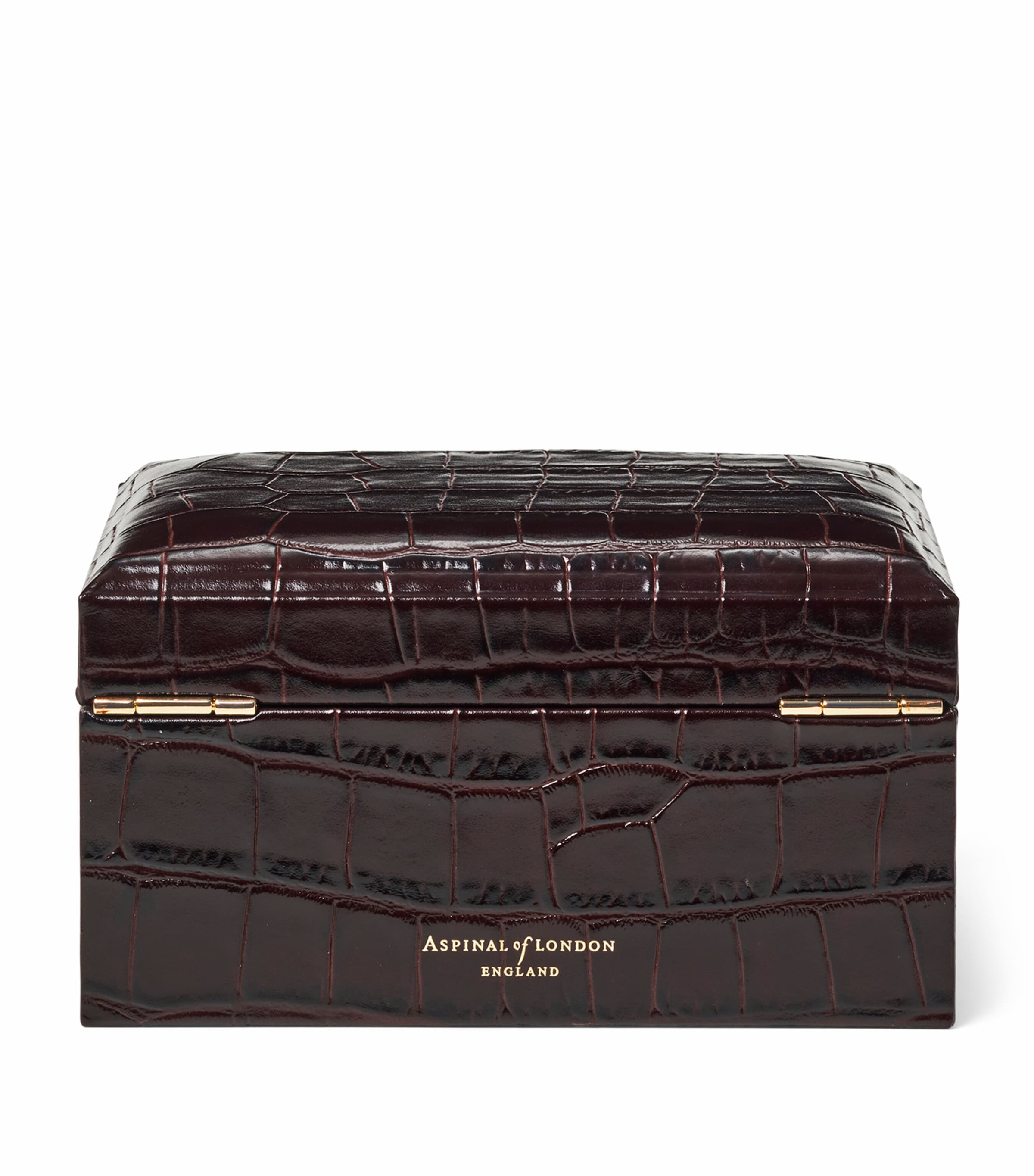 Leather Croc-Embossed Watch & Cufflinks Box AMAZONBROWN Image 3