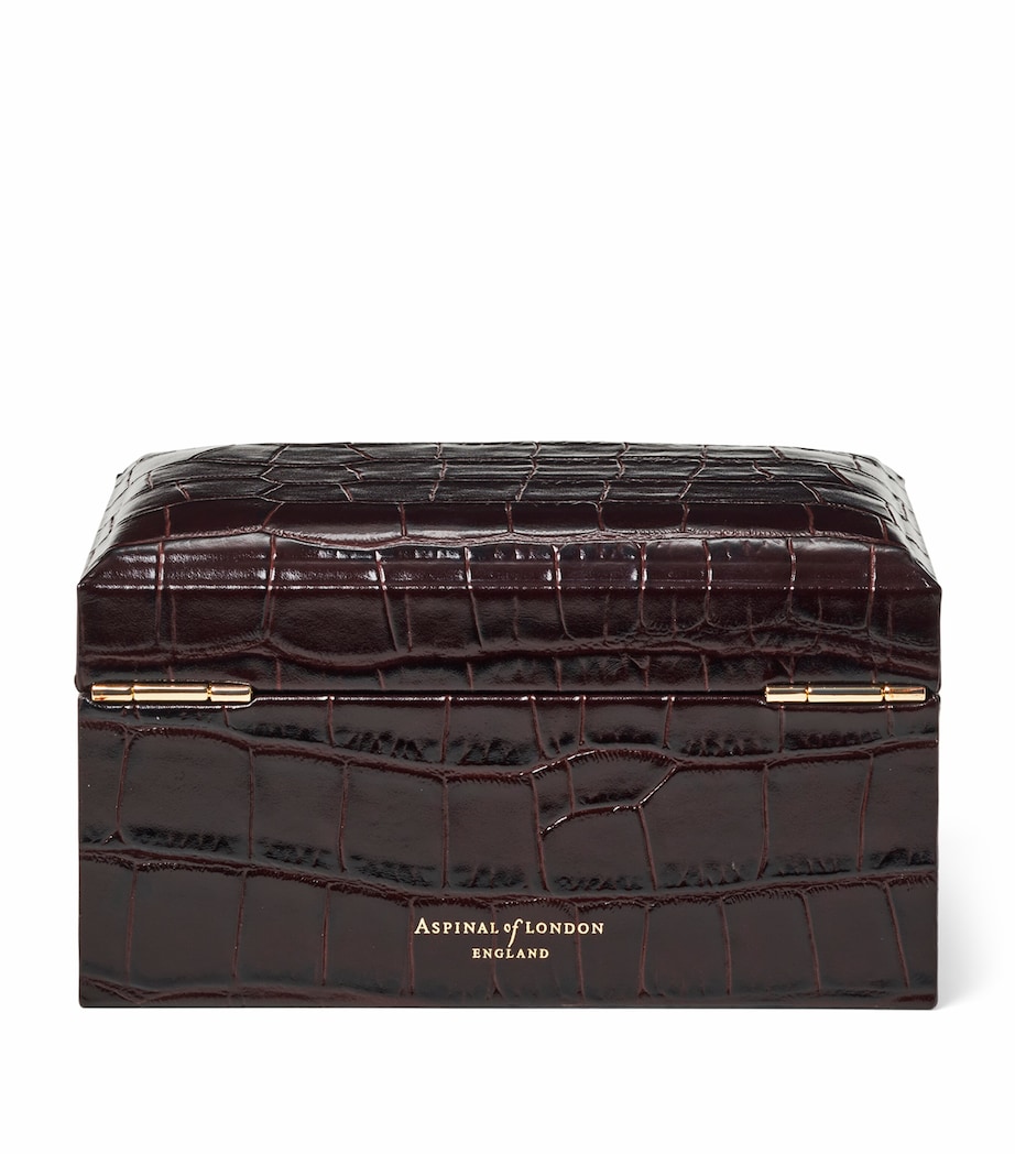 Leather Croc-Embossed Watch & Cufflinks Box AMAZONBROWN Image 3