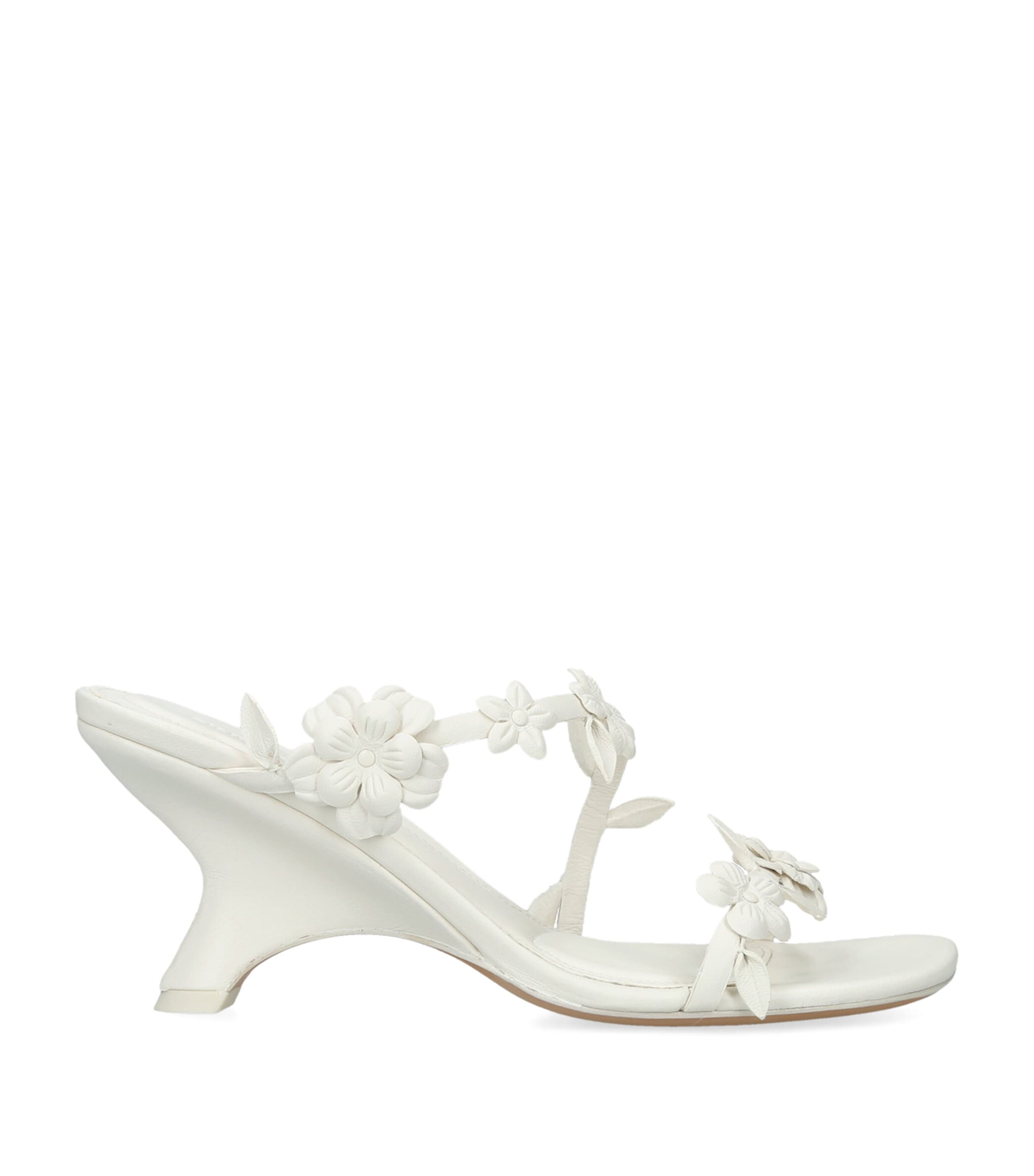 Simkhai Leather Floral Willow Heeled Sandals 75 White Image 1