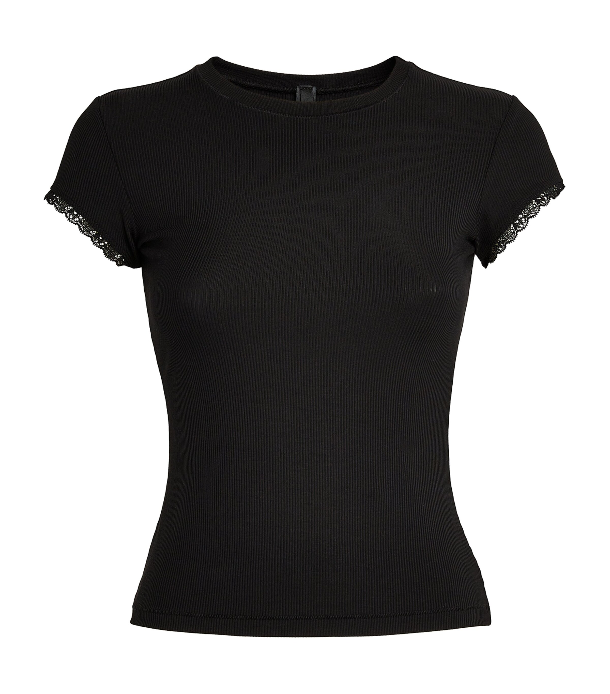 Skims Soft Lounge Lace T-shirt In Black