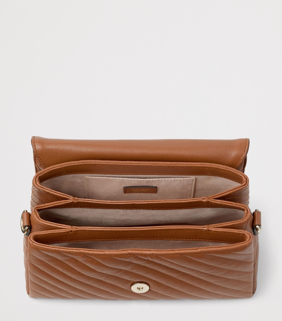 Jimmy Choo Leather Curve Top-Handle Bag Tan/shiny Gold Image 4
