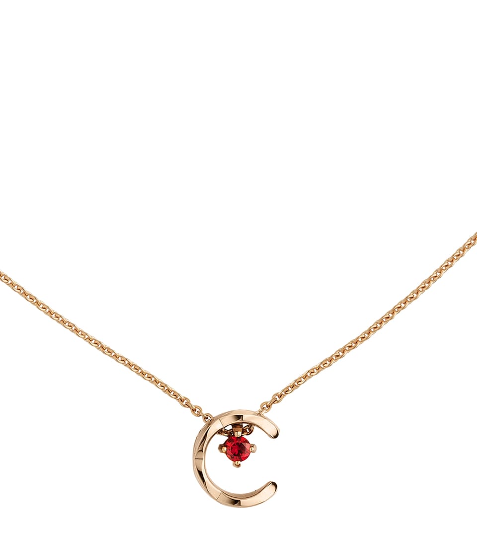 CHANEL Beige Gold and Ruby Coco Crush Necklace Beige