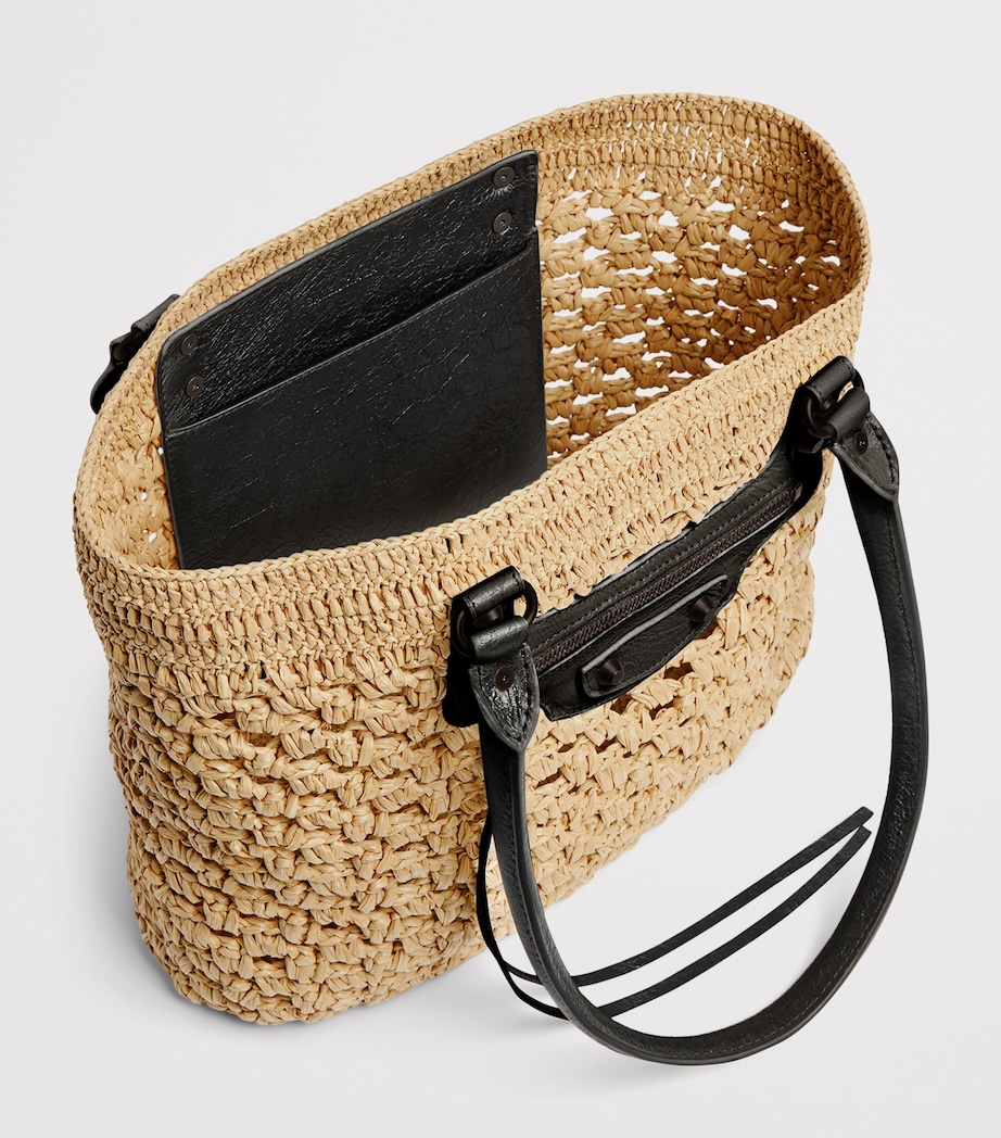 Balenciaga Medium Raffia-Lambskin Le City Basket Bag Image 5