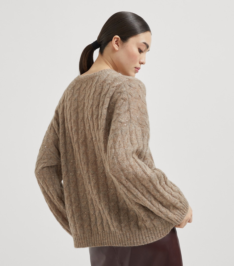 Mohair-Blend Dazzling Hooded Sweater C3592 Image 4