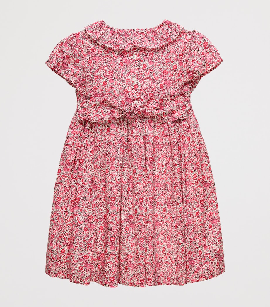Trotters Cotton Liberty Print Smocked Dress (6-11 Years) Raspberry Image 2